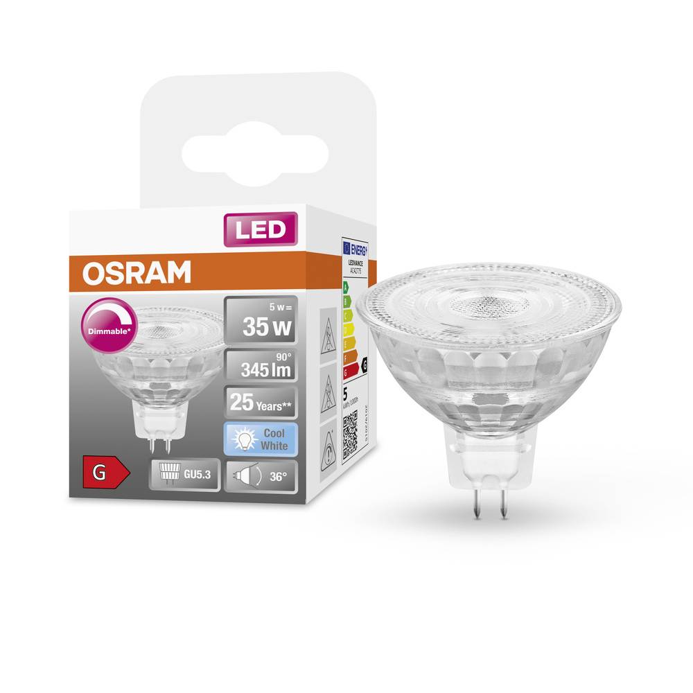 OSRAM HOMELIGHTING 4058075796737 LED EEK G (A - G) GU5.3 5 W = 35 W Neutralweiß (Ø x H) 50 mm x 44 mm 1 St.