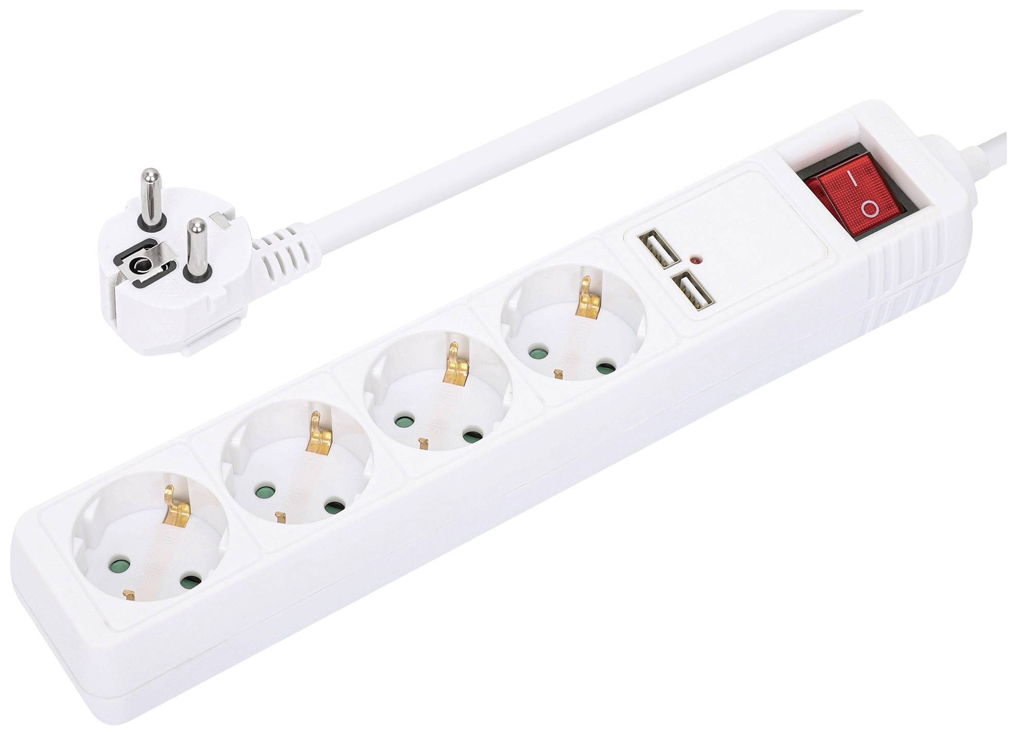 Manhattan 168342 Steckdosenleiste mit Schalter Weiß Schutzkontakt 1 St.