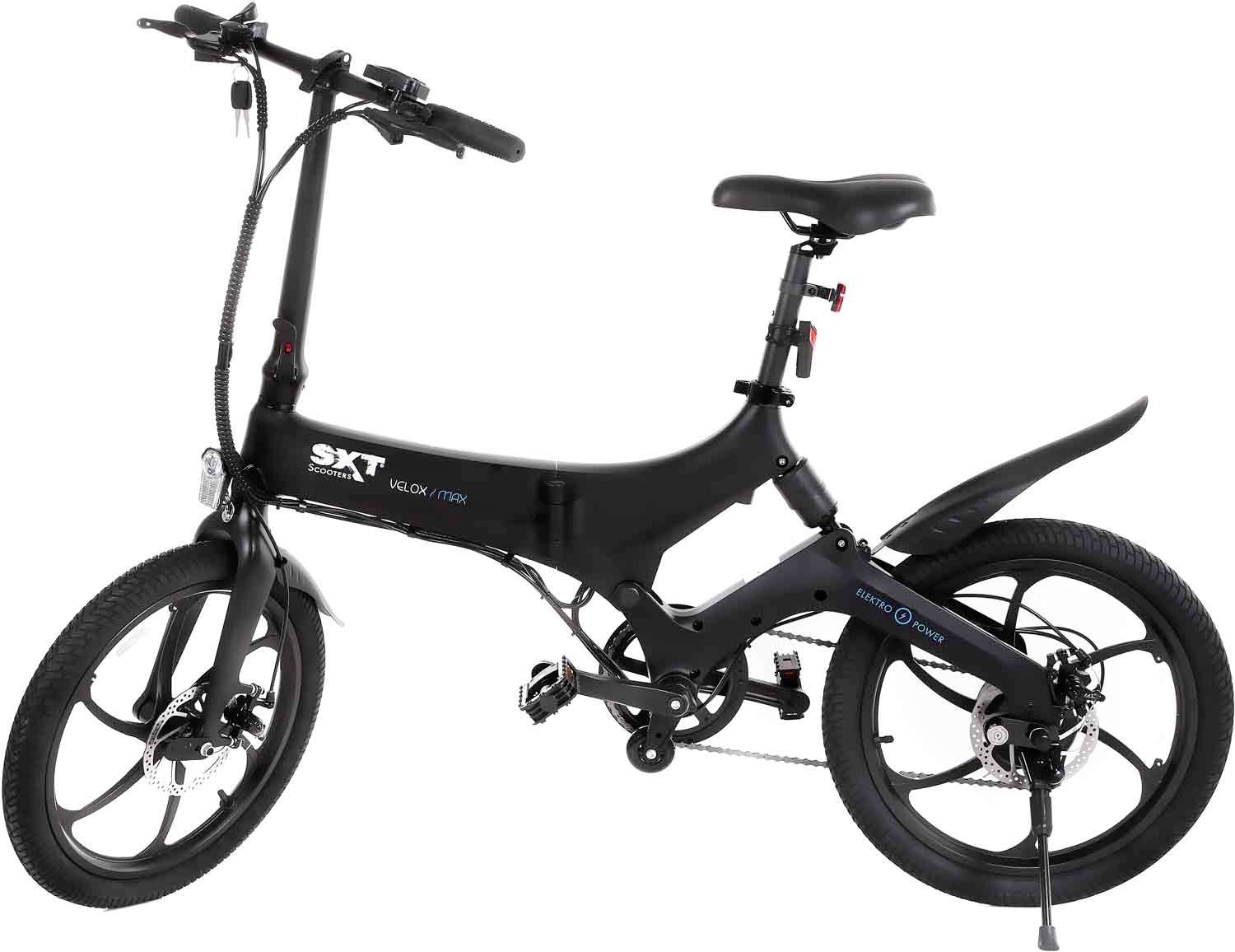 SXT Scooters Velox Max E-Bike mit Trittantrieb Schwarz Li-Ion 7.8Ah mit herausnehmbaren Akku, Rahmen klappbar