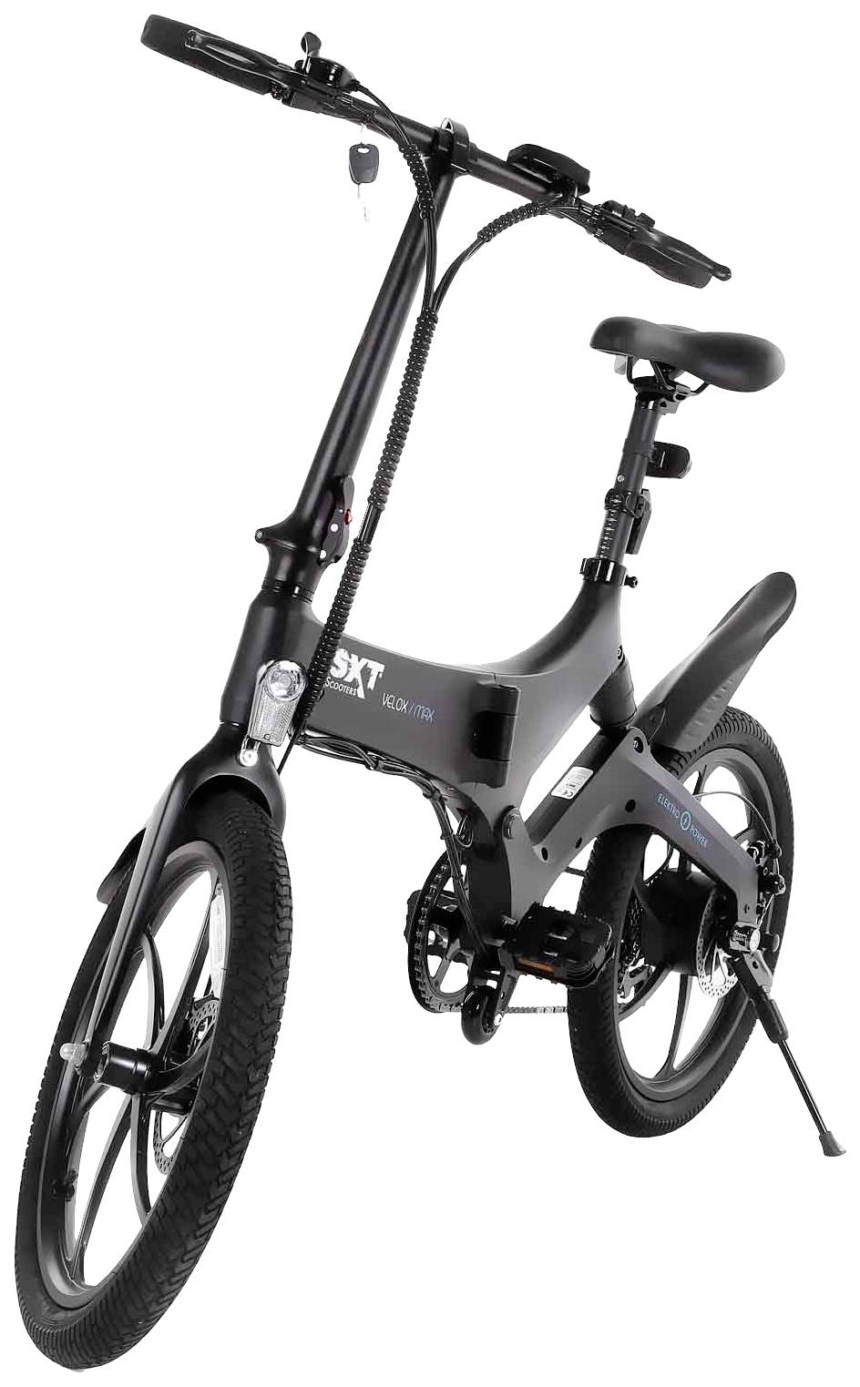 SXT Scooters Velox Max E-Bike mit Trittantrieb Schwarz Li-Ion 7.8Ah mit herausnehmbaren Akku, Rahmen klappbar