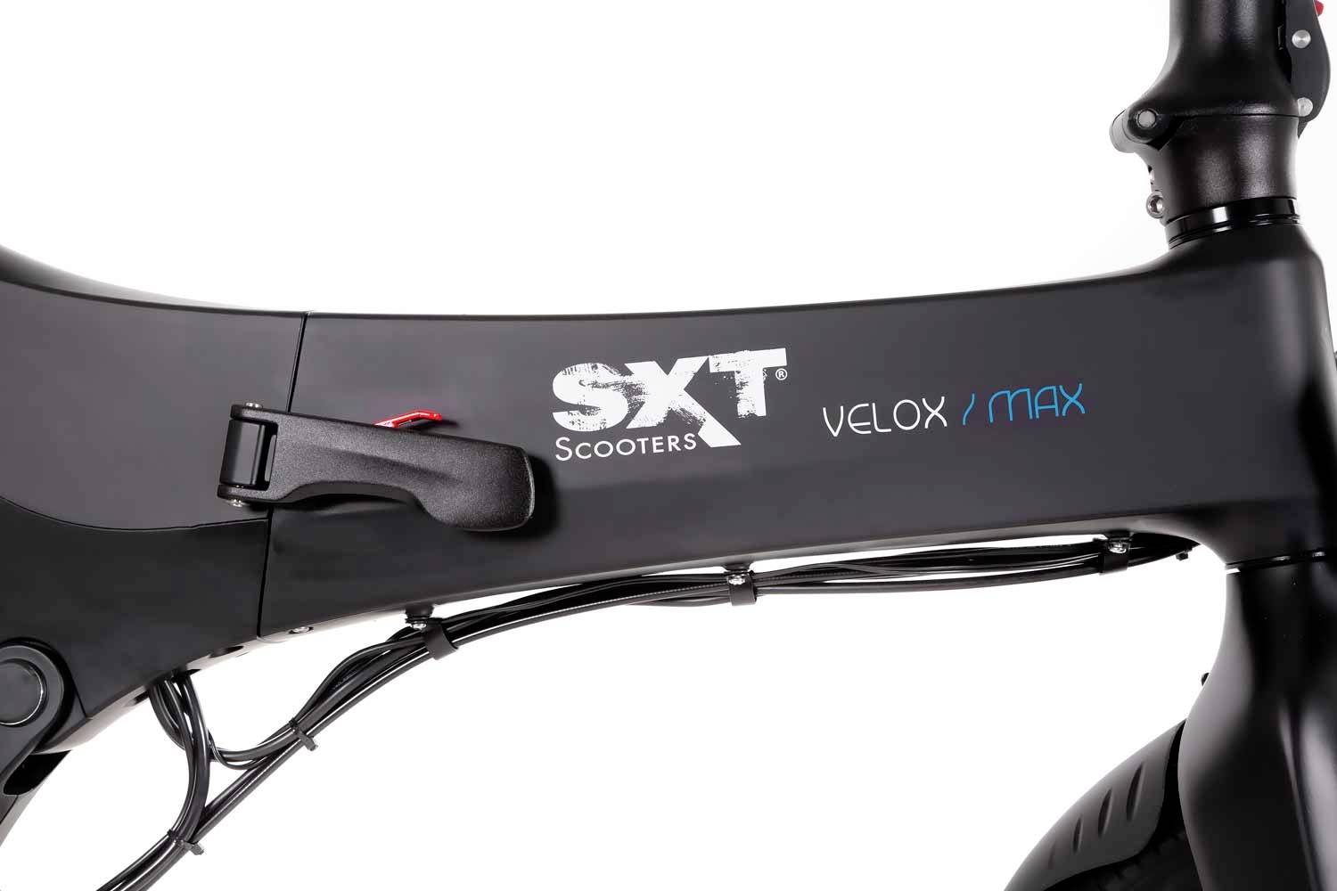 SXT Scooters Velox Max E-Bike mit Trittantrieb Schwarz Li-Ion 7.8Ah mit herausnehmbaren Akku, Rahmen klappbar