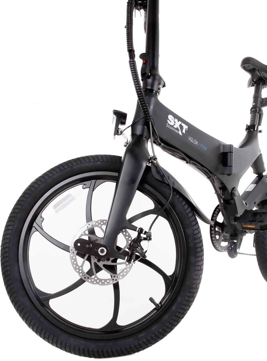 SXT Scooters Velox Max E-Bike mit Trittantrieb Schwarz Li-Ion 7.8Ah mit herausnehmbaren Akku, Rahmen klappbar