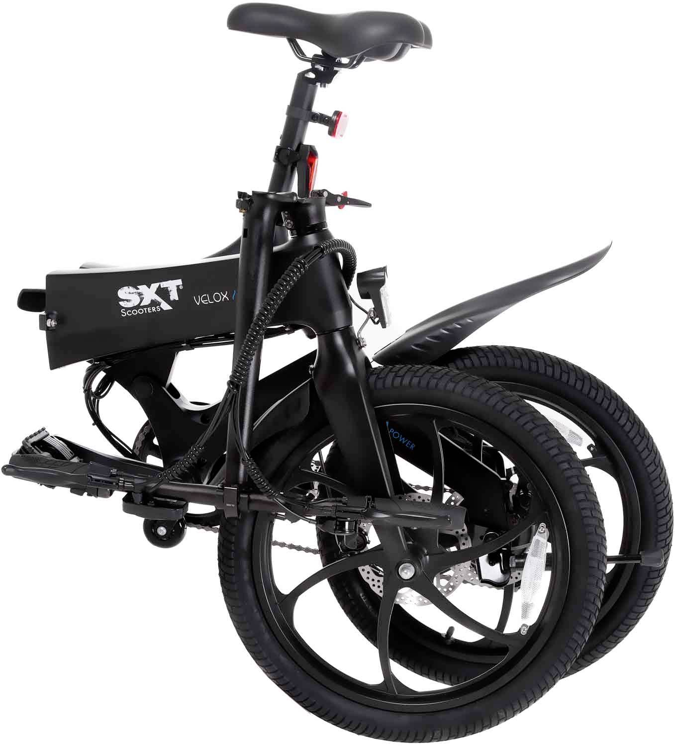 SXT Scooters Velox Max E-Bike mit Trittantrieb Schwarz Li-Ion 7.8Ah mit herausnehmbaren Akku, Rahmen klappbar