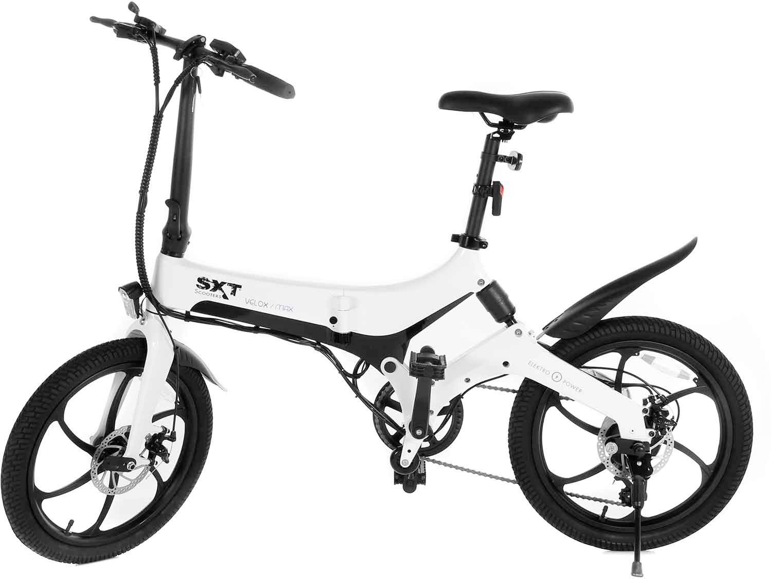 SXT Scooters Velox Max E-Bike mit Trittantrieb Weiß Li-Ion 7.8Ah Rahmen klappbar, mit herausnehmbaren Akku