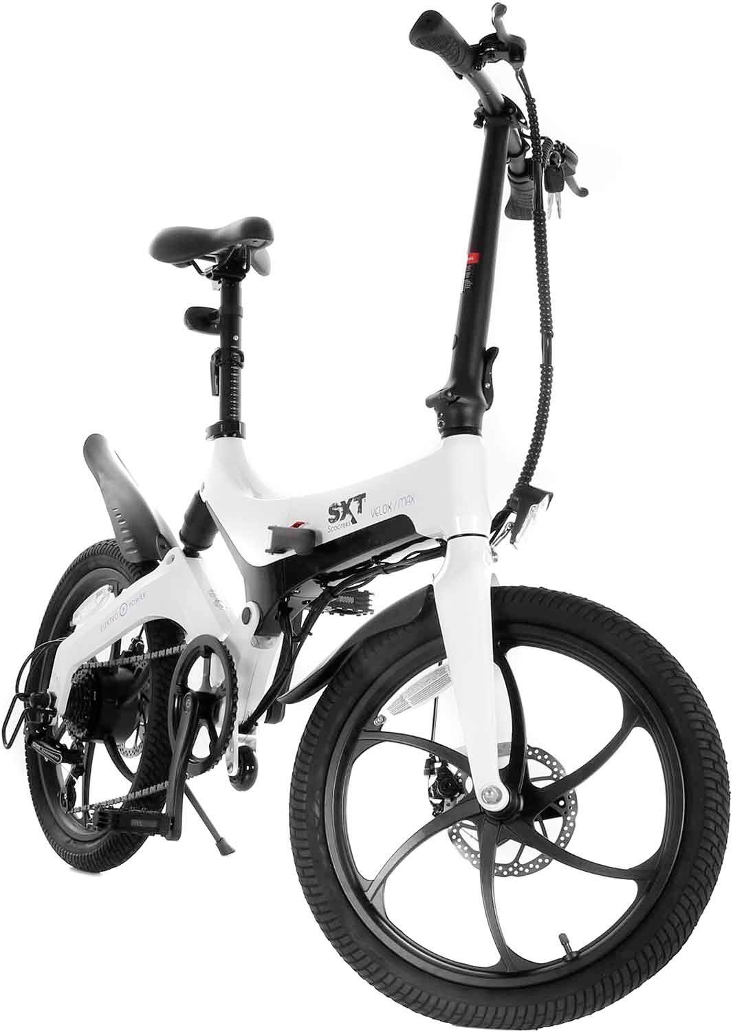 SXT Scooters Velox Max E-Bike mit Trittantrieb Weiß Li-Ion 7.8Ah Rahmen klappbar, mit herausnehmbaren Akku