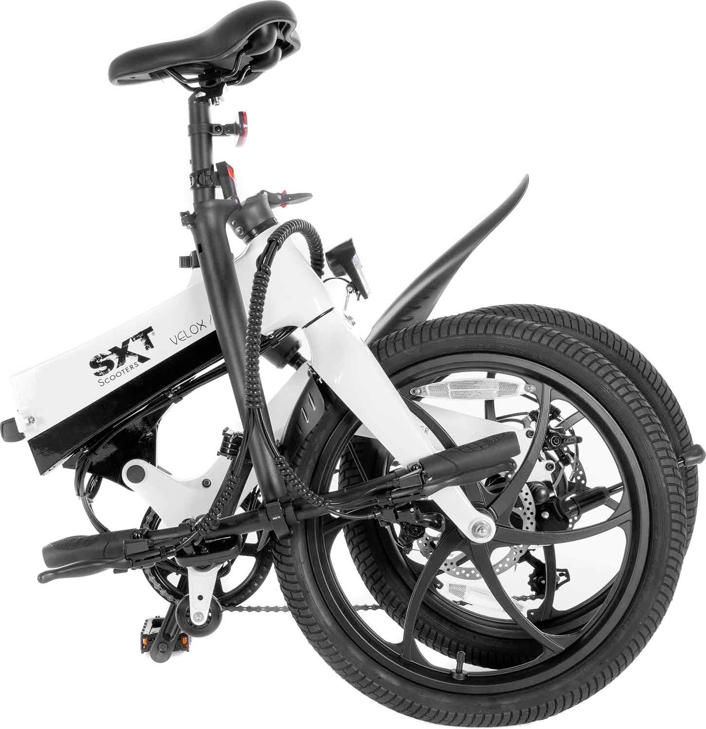 SXT Scooters Velox Max E-Bike mit Trittantrieb Weiß Li-Ion 7.8Ah Rahmen klappbar, mit herausnehmbaren Akku