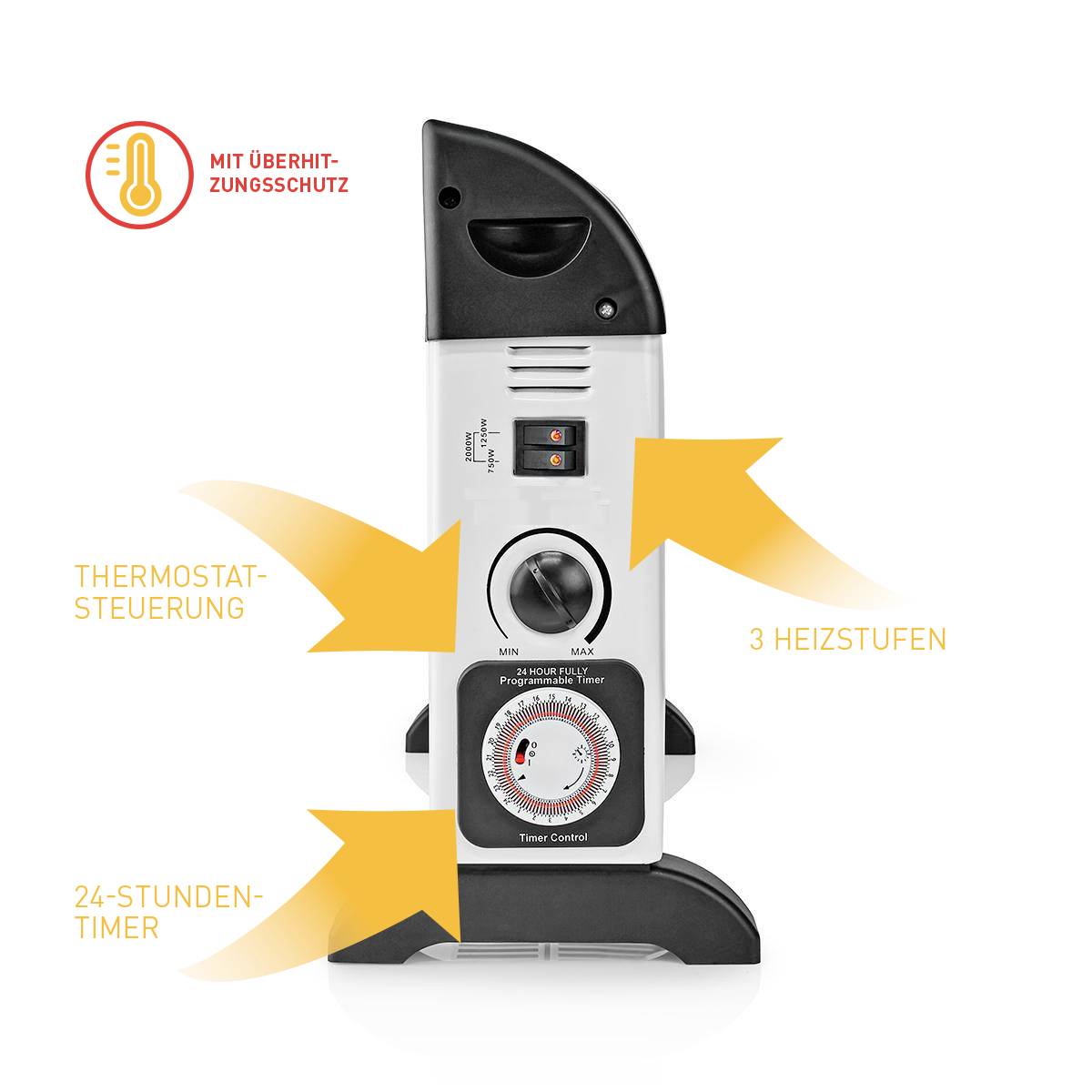 X4-LIFE 702012 Konvektor 25m² 2000W Schwarz/Weiß