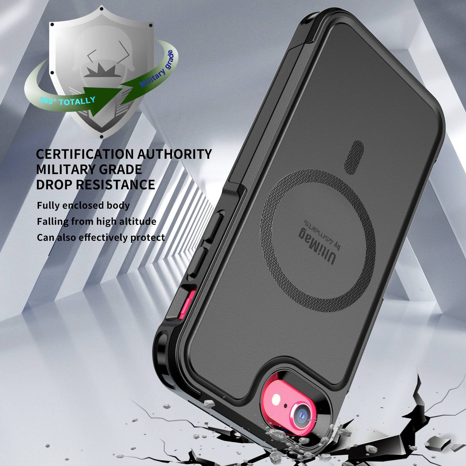 4Smarts "Defend Case UltiMag" Backcover Apple iPhone7, iPhone8, iPhoneSE2, iPhoneSE3 Schwarz MagSafe kompatibel, Stoßfest 452042