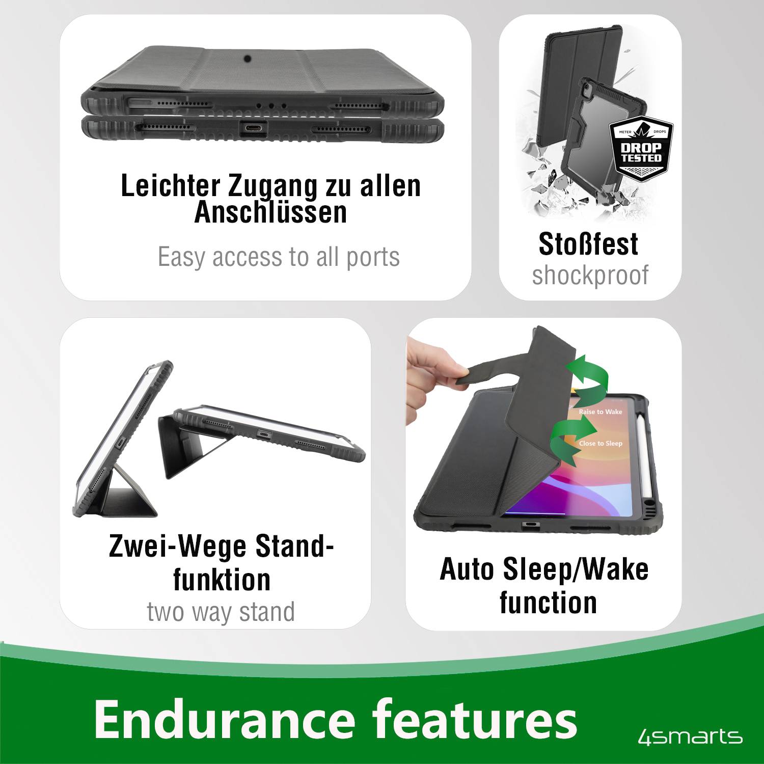 4Smarts "Endurance" Tablet-Cover Apple iPad 10.2" (Gen.9, 2021), iPad 10.2" (Gen.8, 2020), iPad 10.2" (Gen.7, 2019) 25,9 cm (10,2") Book Cover