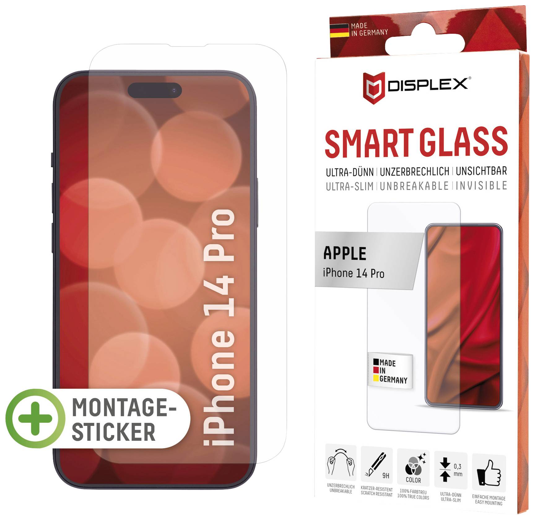 DISPLEX Smart Glass Displayschutzglas Apple iPhone 14 Pro 1 St. Anti-Fingerprint, kratzfest 1715