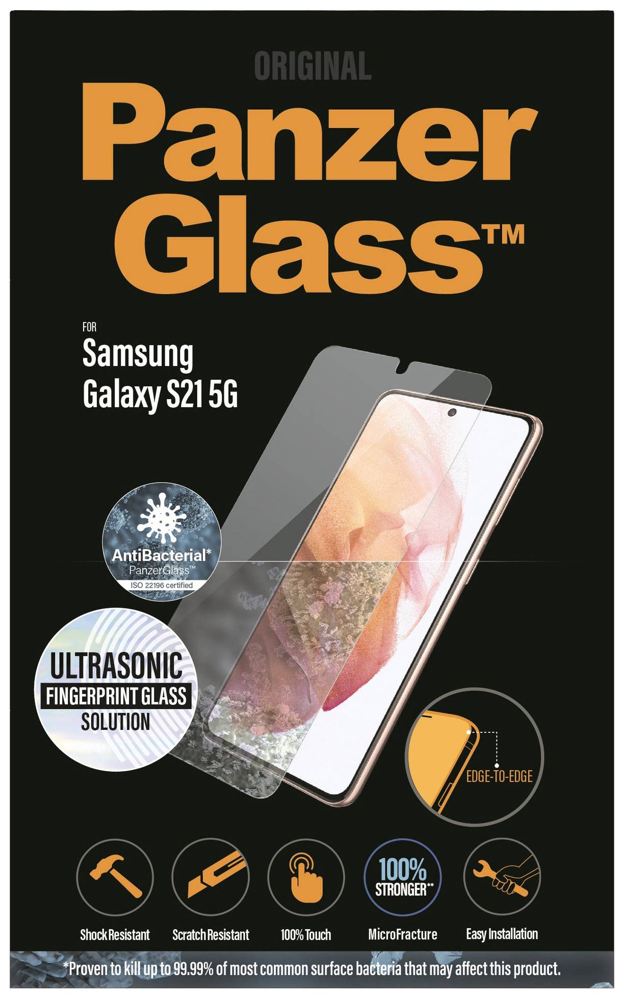 PanzerGlass Edge2Edge Displayschutzglas Samsung Galaxy S21 5G 1 St. Anti-Fingerprint, antibakteriell 7269