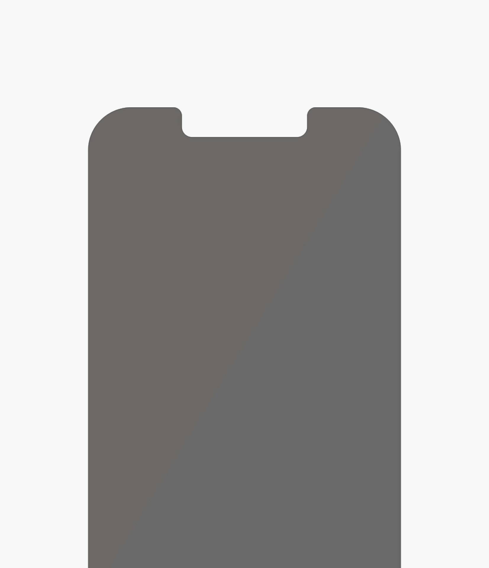 Silhouette eines Smartphones mit Notch am oberen Rand. Bildschirm ist ausgeschaltet, Hintergrund ist neutral grau.