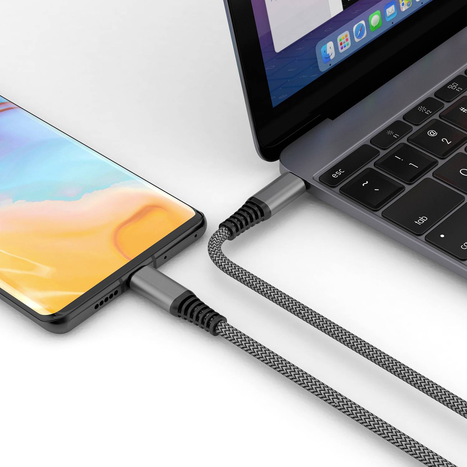 4Smarts PremiumCord 100W Handy, Notebook Kabel [1x USB-C® - 1x USB-C®] 1.5m Schwarz, Grau