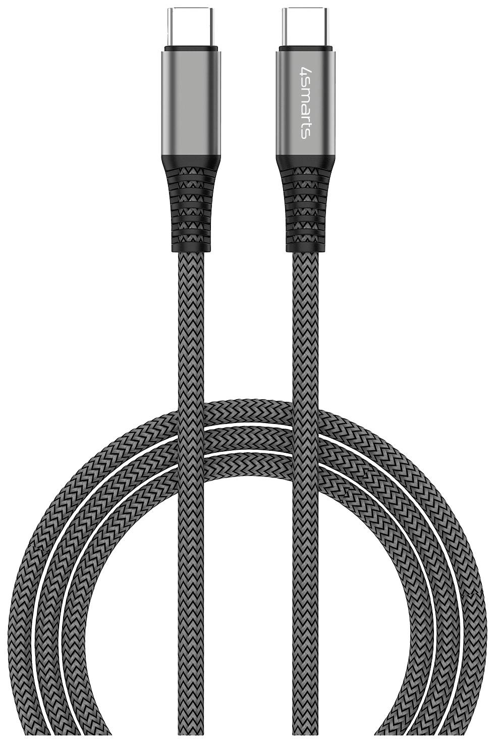 4Smarts PremiumCord 100W Handy, Notebook Kabel [1x USB-C® - 1x USB-C®] 1.5 m Schwarz, Grau