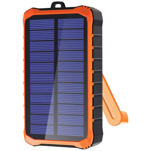 4Smarts Prepper Solar Powerbank 12000 mAh Li-Ion Schwarz, Orange LED Taschenlampe, Outdoor