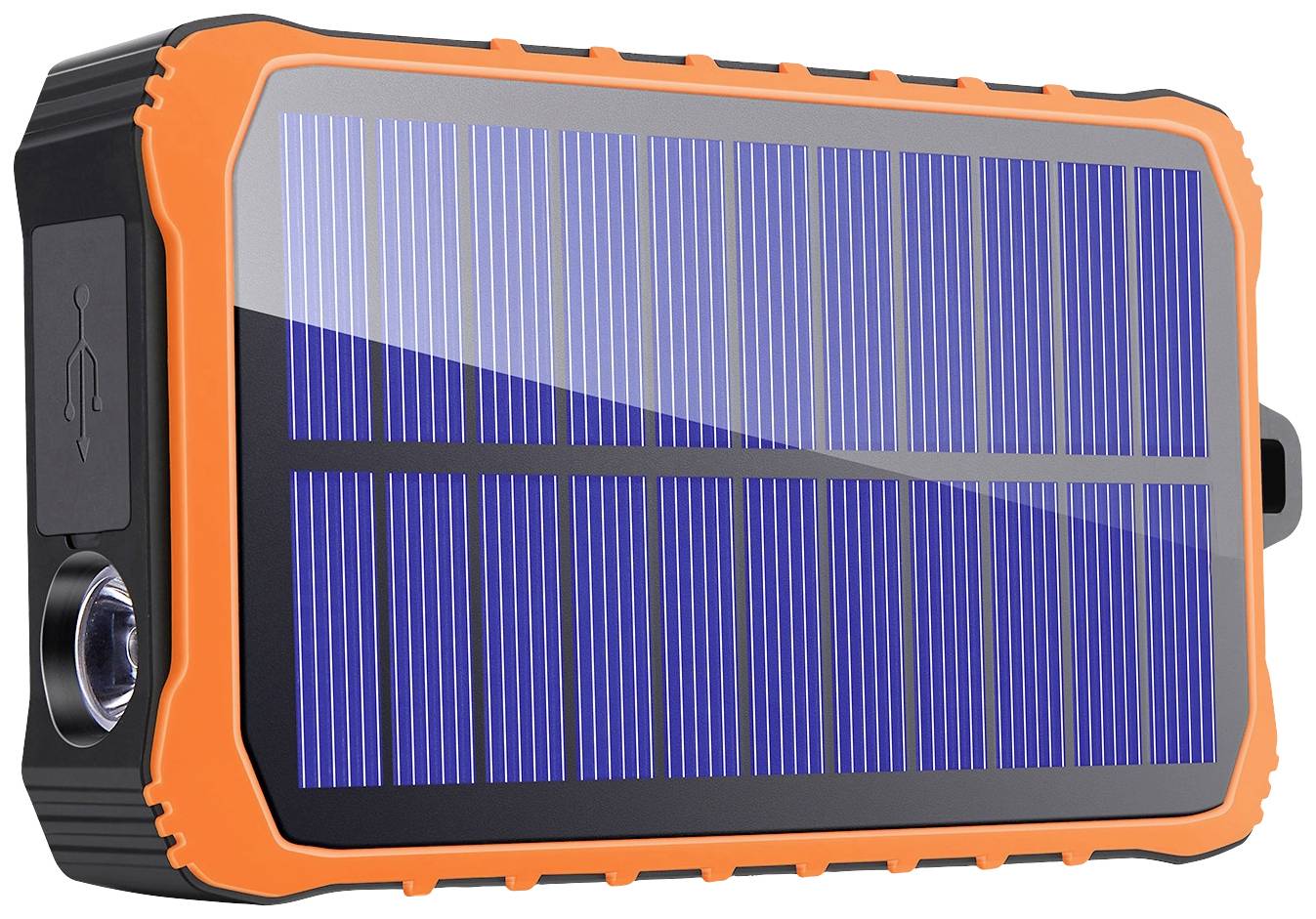 4Smarts Prepper Solar Powerbank 12000 mAh Li-Ion Schwarz, Orange LED Taschenlampe, Outdoor