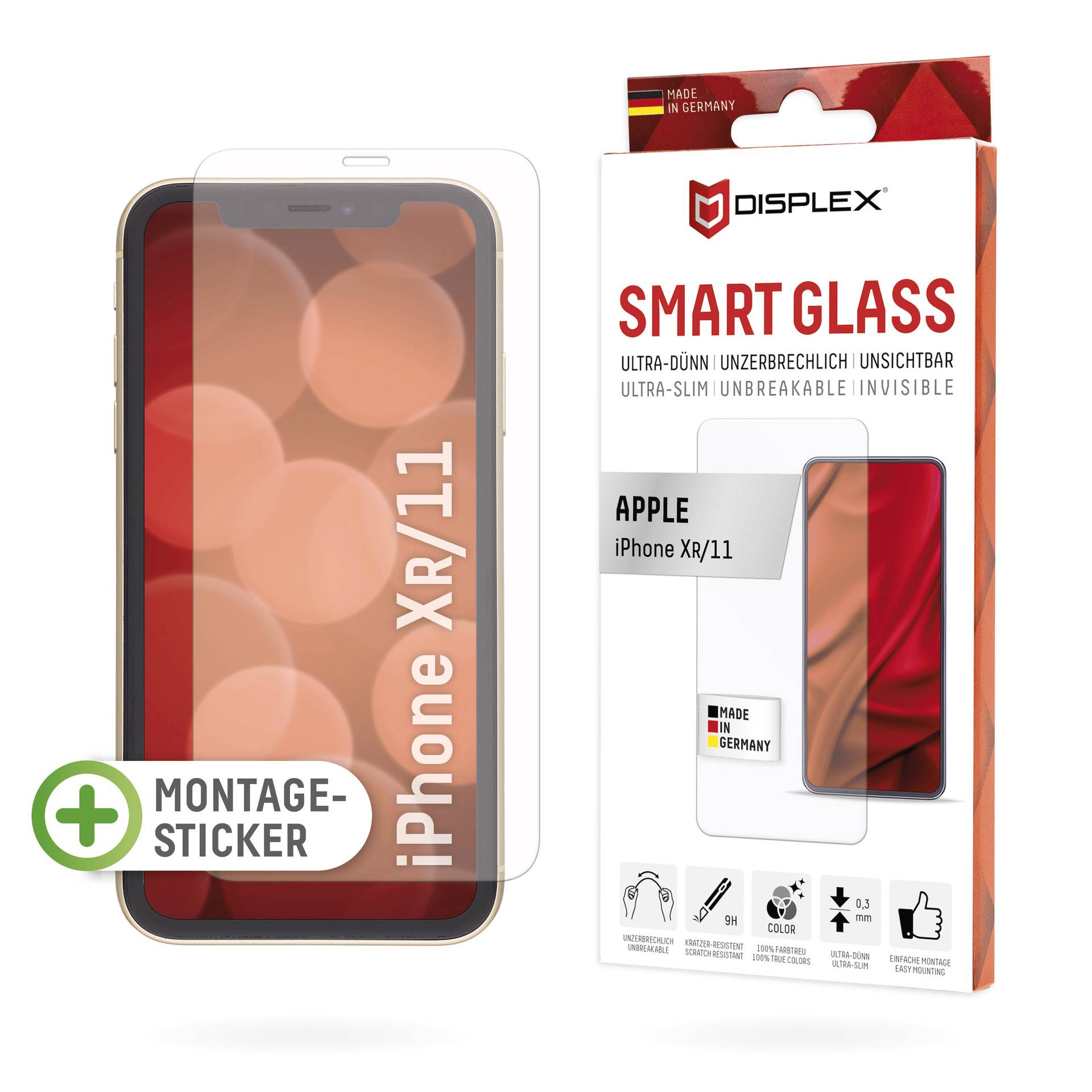 DISPLEX "Smart Glass" Displayschutzglas Apple iPhone XR, iPhone 11 1 St. 1628
