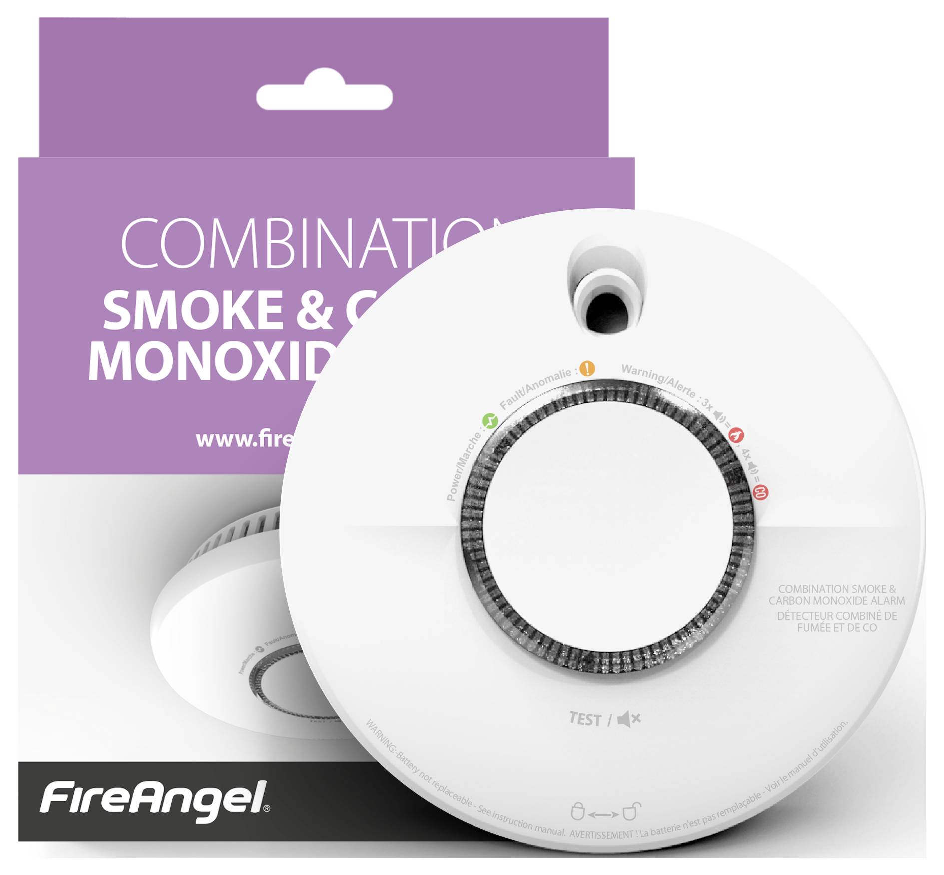 FireAngel SCB10-INT Rauchwarn- und Kohlenmonoxidmelder inkl. 10 Jahres-Batterie batteriebetrieben (Ø x T) 134mm x 39.4mm