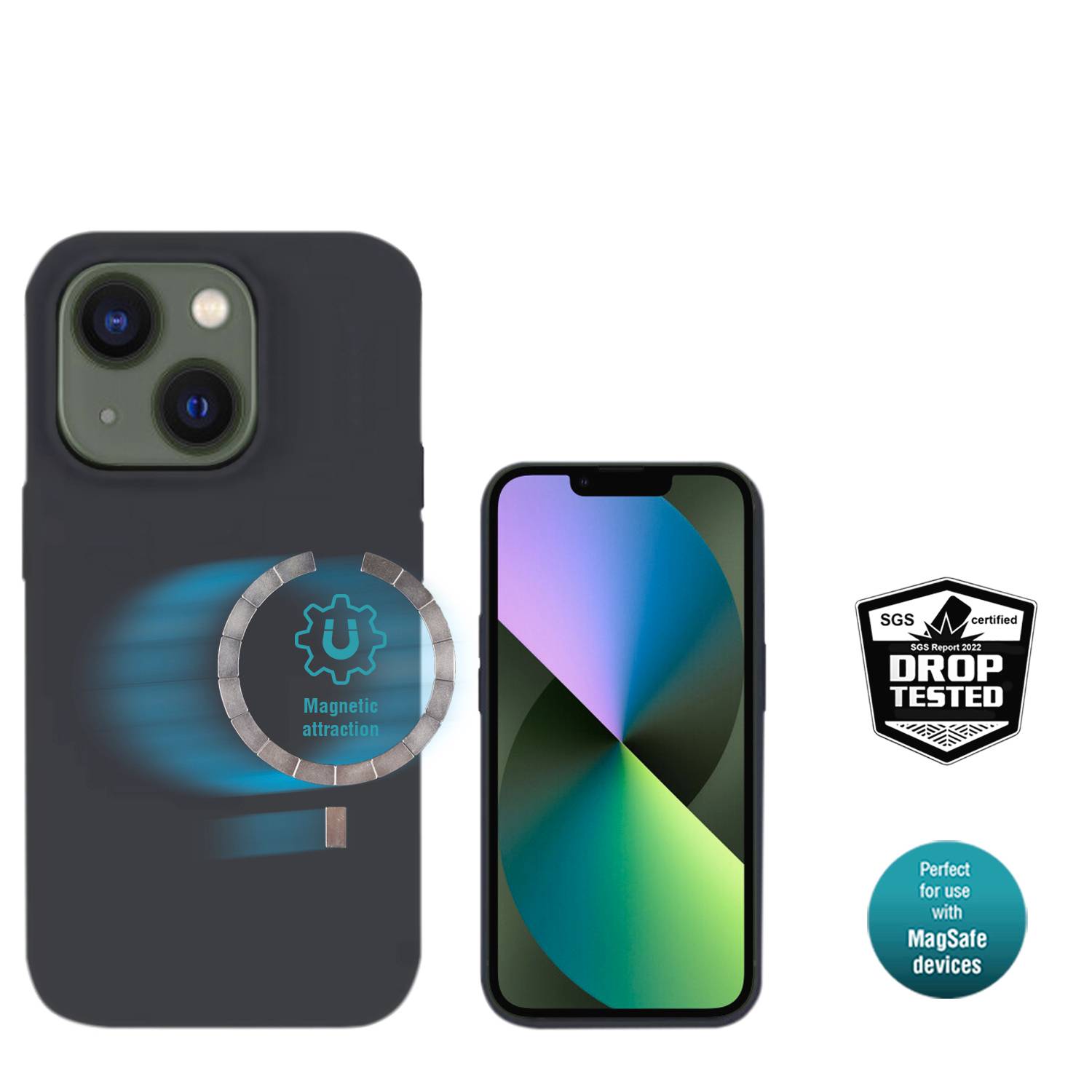 4Smarts Liquid Cupertino UltiMag Backcover Apple iPhone 14 Schwarz Induktives Laden