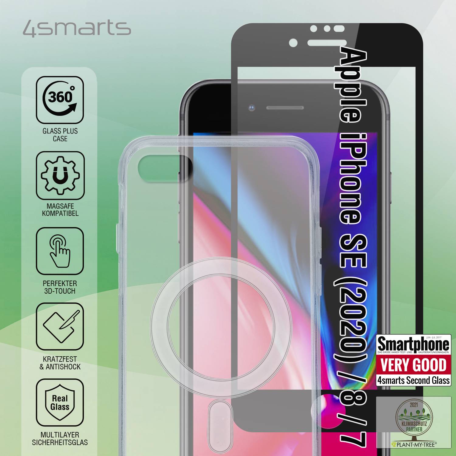 4Smarts 360° Protection X-Pro Full UltiMag Backcover Apple iPhone 7, iPhone 8, iPhone SE (2020), iPhone SE (2022) Transparent
