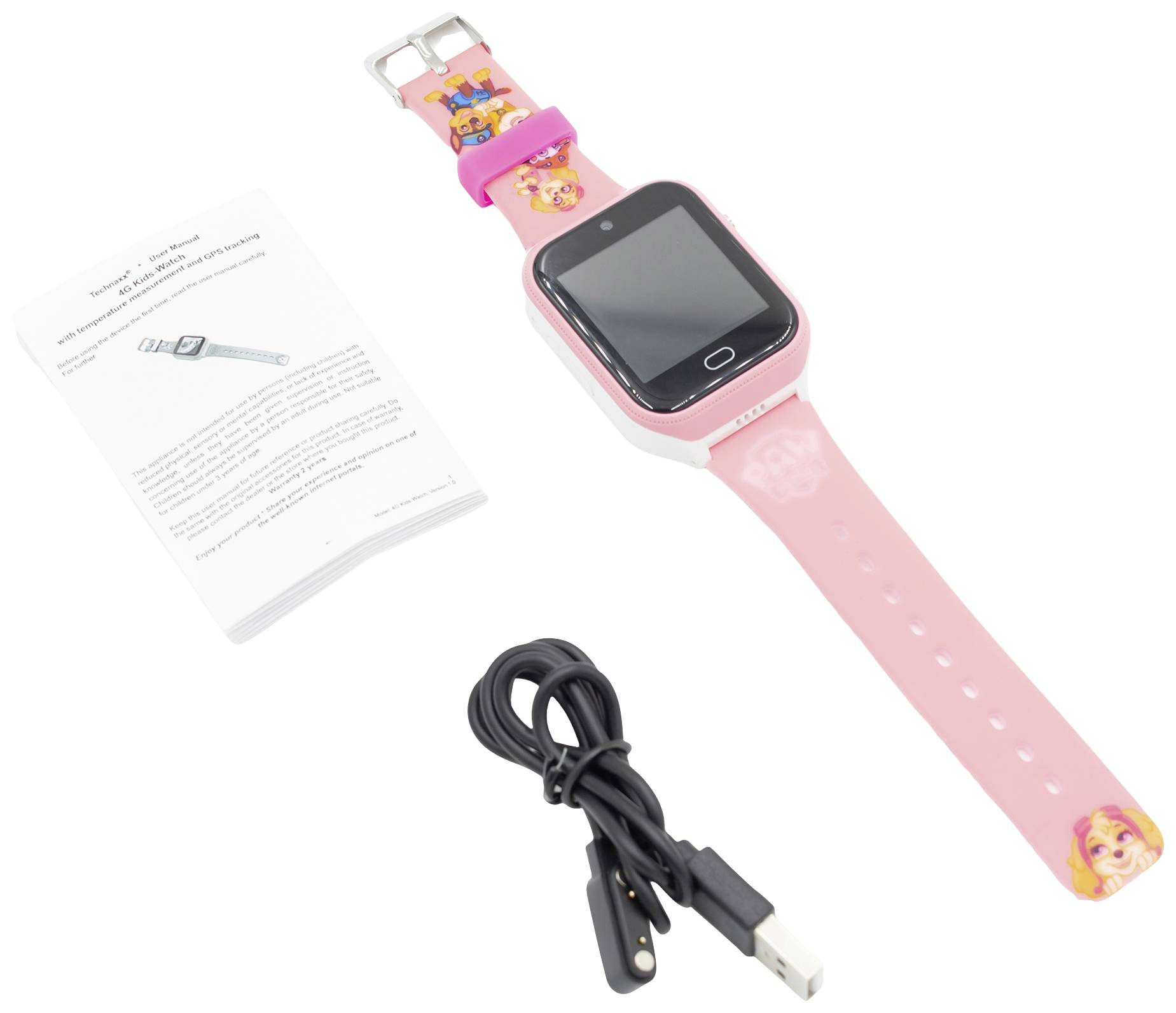 Technaxx PAW Patrol 4G Kids-Watch rosa Elektronik Kinder-Smartwatch 43mm x 55mm x 17mm Rosa, Weiß, Schwarz