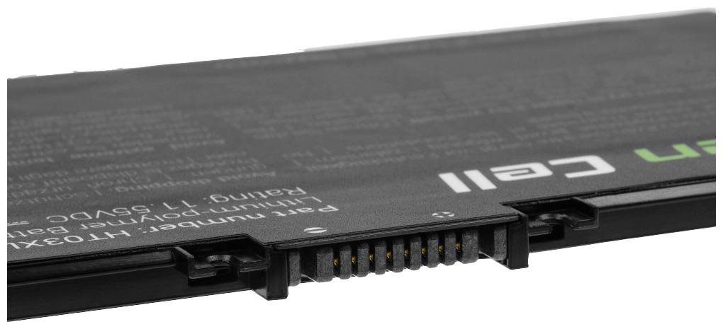 Ein Lithium-Polymer-Akku mit Anschlusskontakten, seitlich liegend, teilweise verdeckte Aufschrift und technische Daten sichtbar.