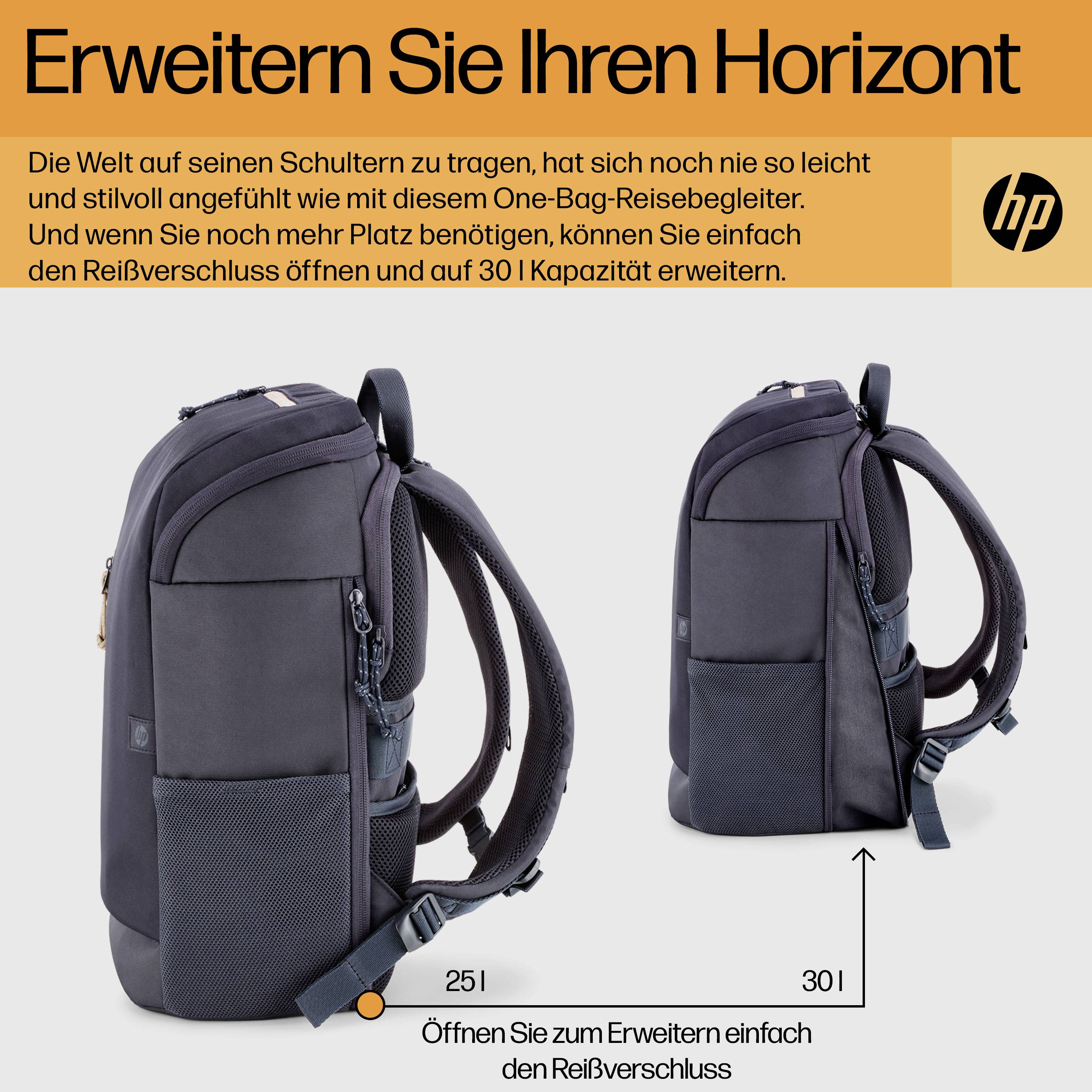 HP Notebook Rucksack Travel 25L Passend für maximal: 39,6 cm (15,6") Blau, Grau