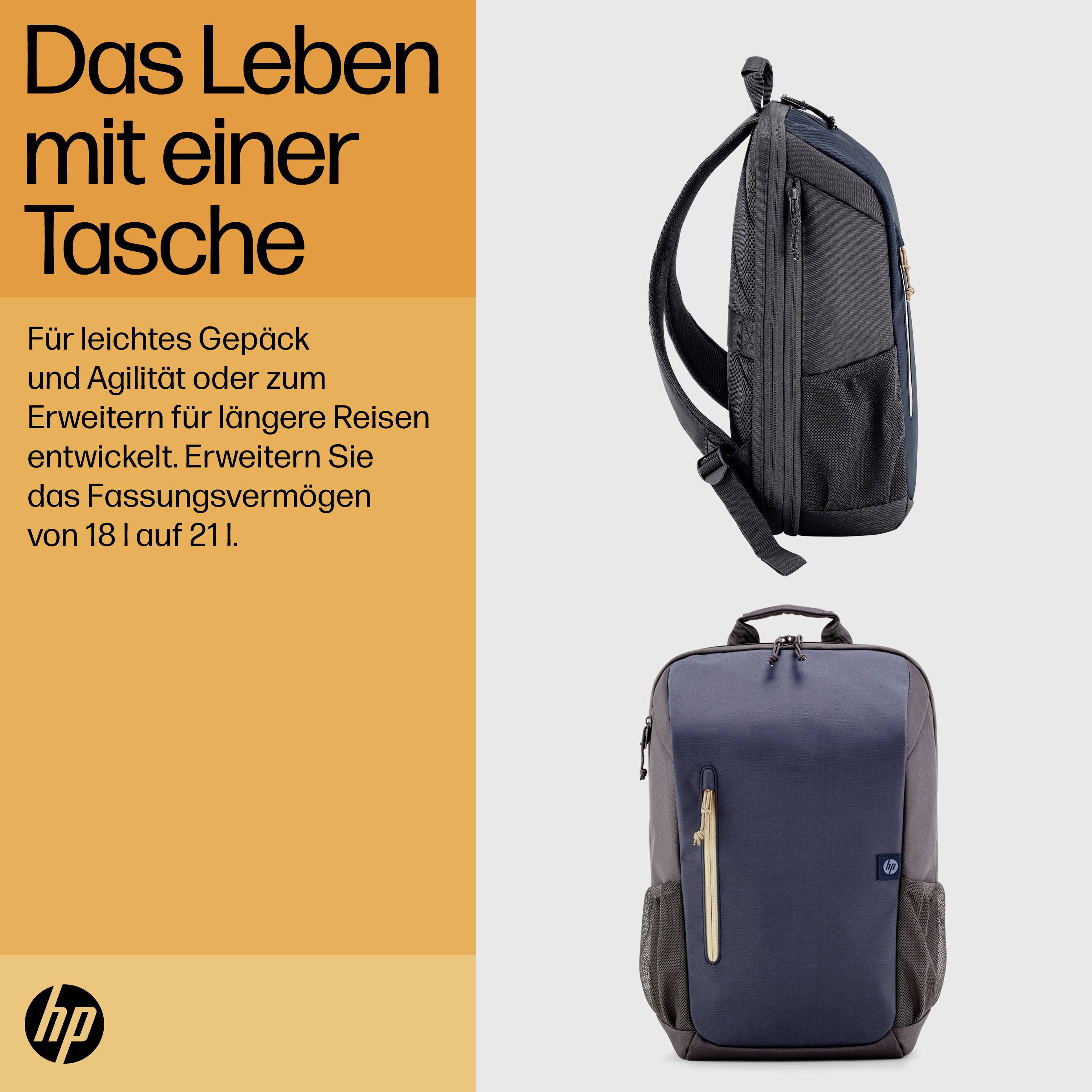 HP Notebook Rucksack Travel 18L Passend für maximal: 39,6 cm (15,6") Blau, Schwarz