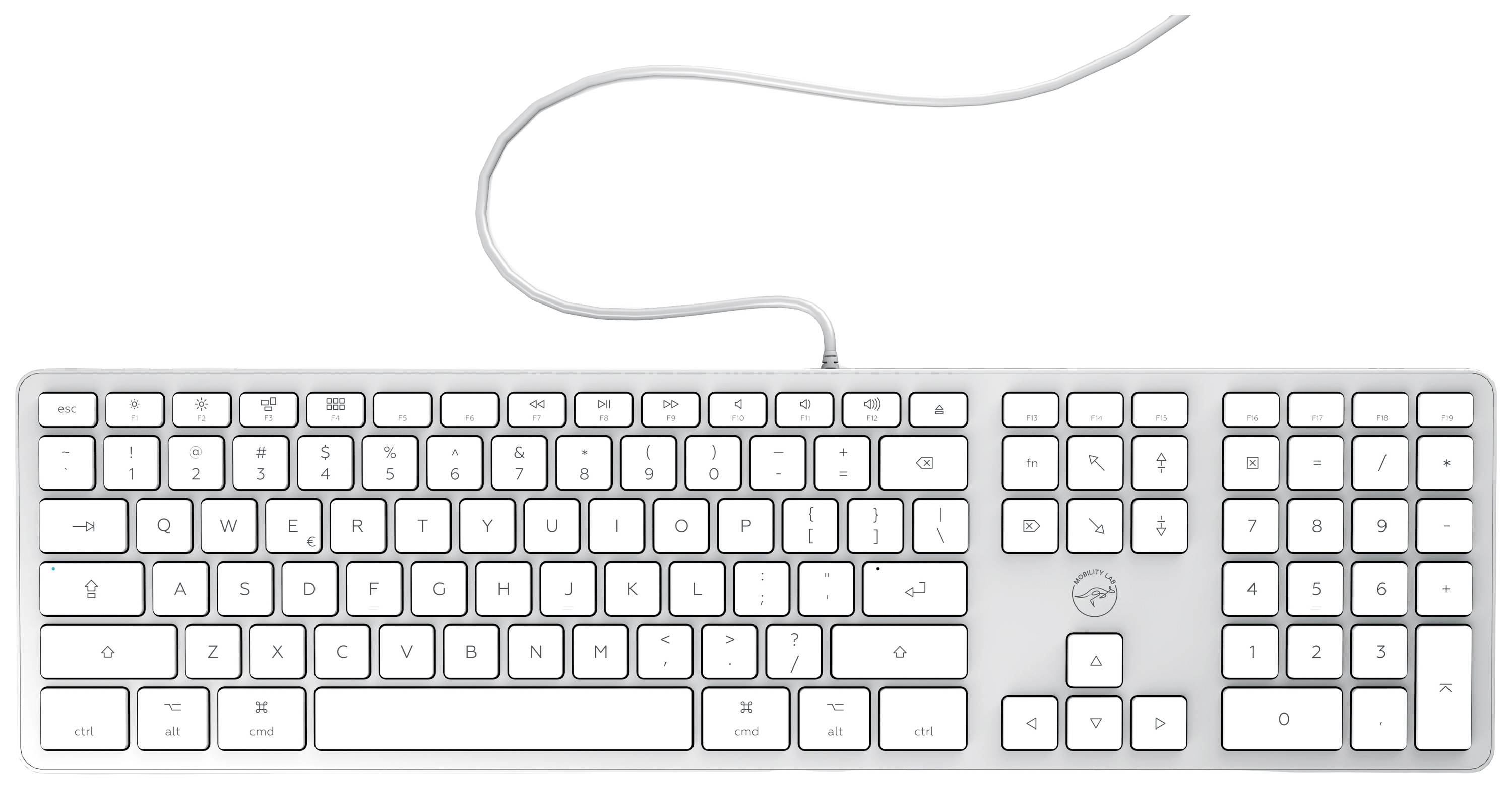 Mobility LAB ML302966 USB Tastatur US-Englisch, QWERTY, Mac Silber