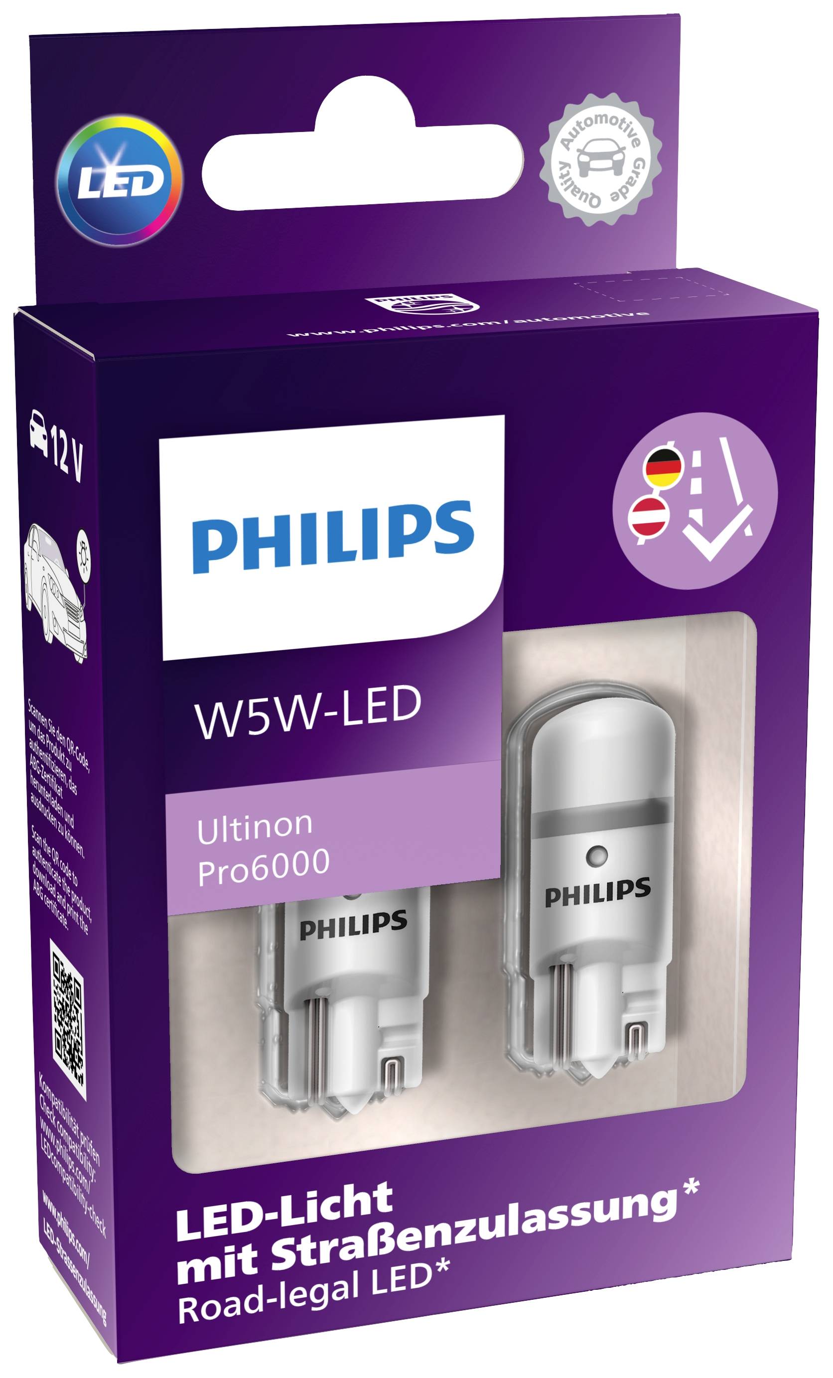 Philips Automotive 11961HU60X2 LED Leuchtmittel Ultinon Pro6000 W5W 12V