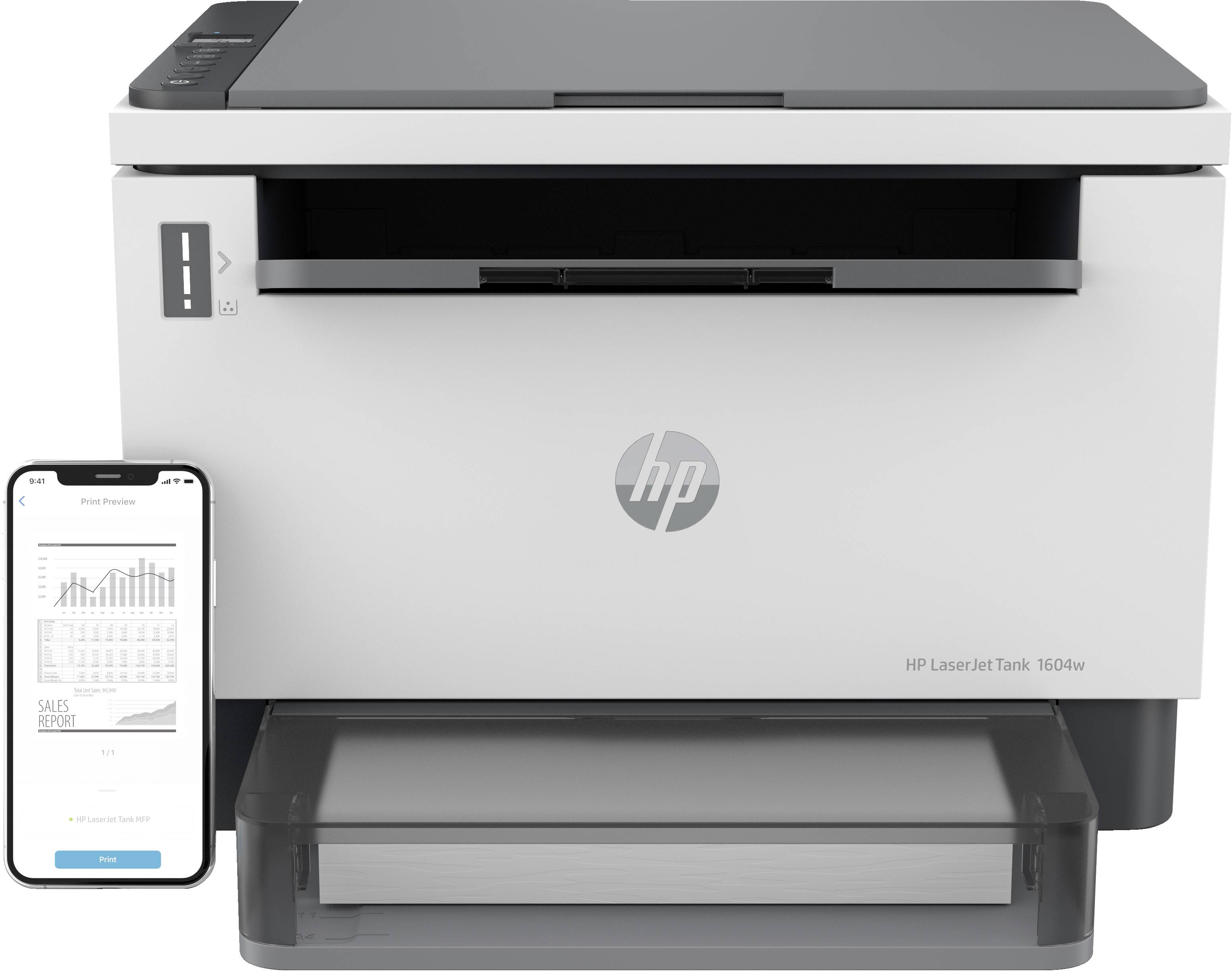HP LaserJet Tank MFP 1604 w Multifunktionsdrucker Laser Schwarz-Weiß A4 Drucker, Scanner, Kopierer Bluetooth®, LAN, WLAN, Toner-Nachfüllsystem