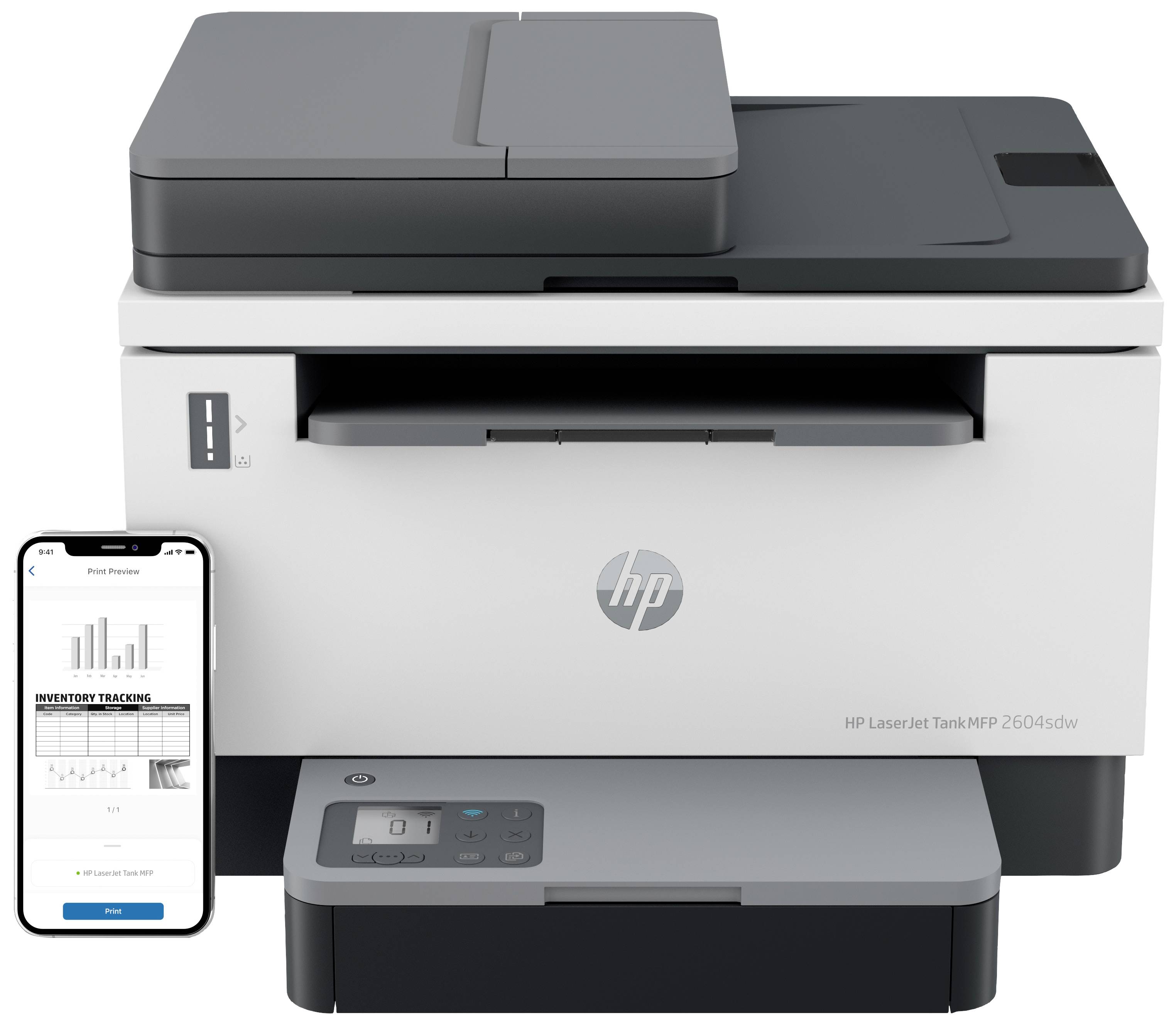 HP LaserJet Tank MFP 2604 sdw Multifunktionsdrucker Laser Schwarz-Weiß A4 Drucker, Scanner, Kopierer Bluetooth®, LAN, WLAN, Duplex, ADF, Toner-Nach
