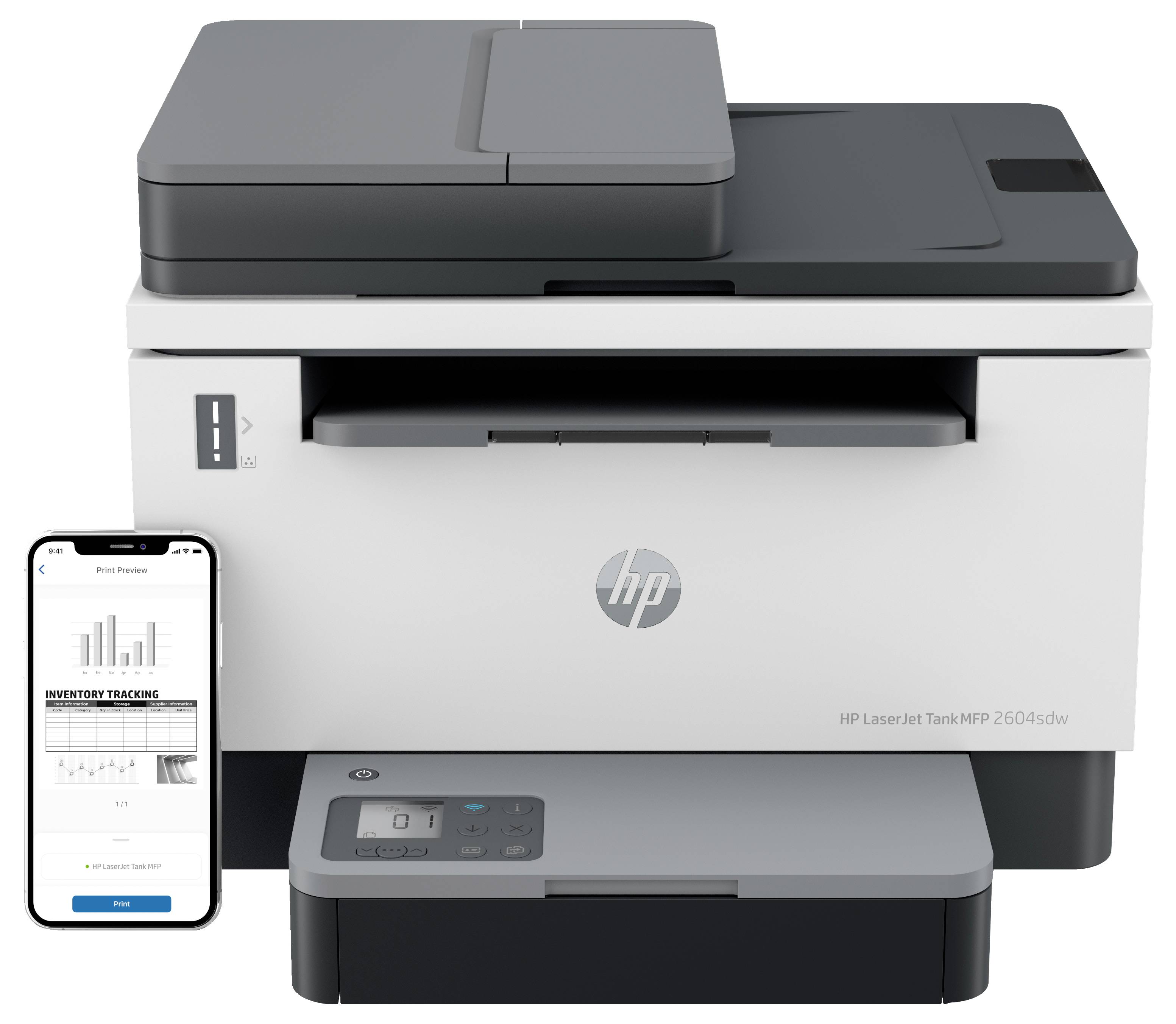 HP LaserJet Tank MFP 2604 sdw Multifunktionsdrucker Laser Schwarz-Weiß A4 Drucker, Scanner, Kopierer Bluetooth®, LAN, WLAN, Duplex, ADF, Toner-Nach