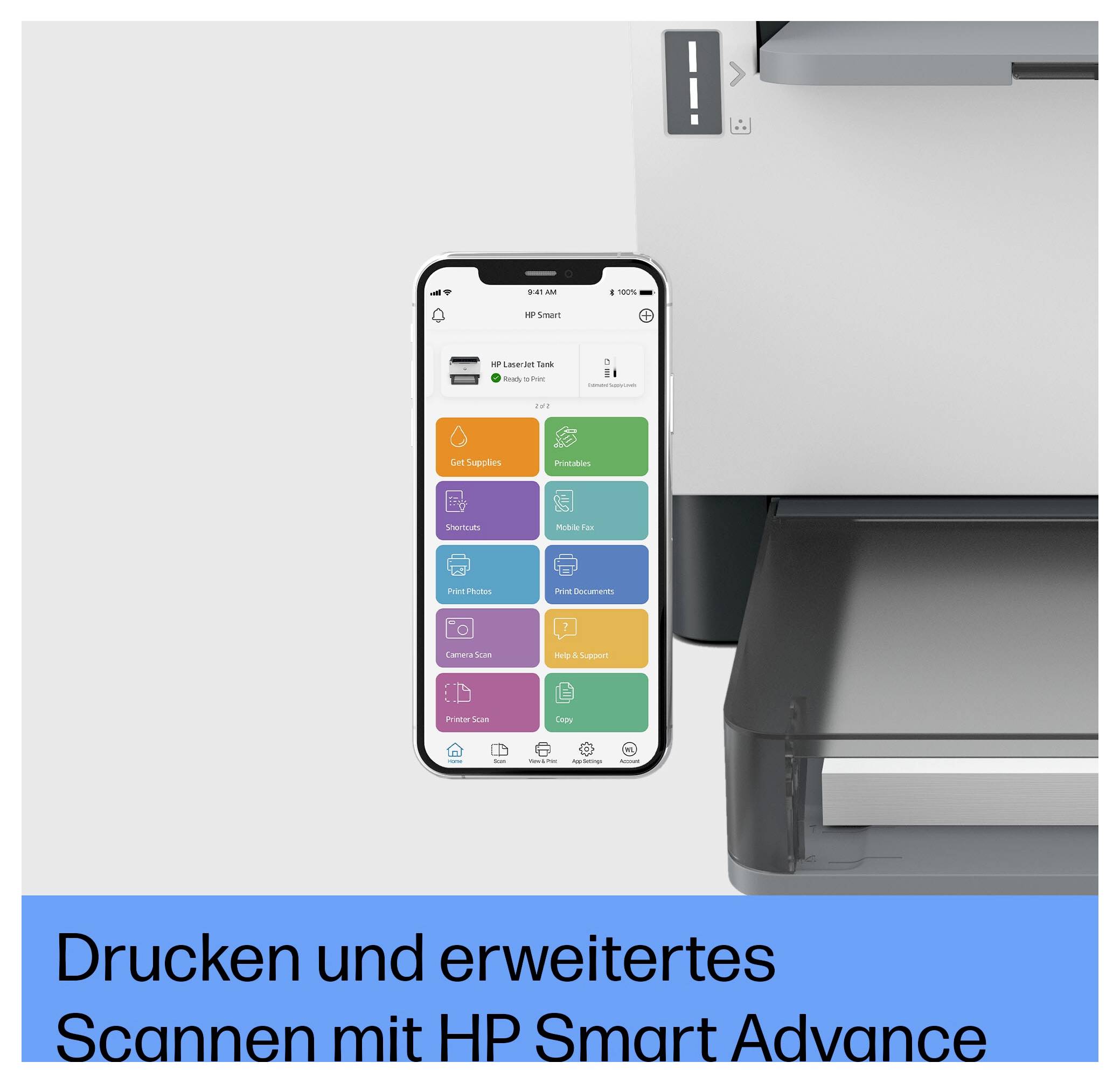 HP LaserJet Tank 1504 w Drucker Laser Schwarz-Weiß A4 22 S./min 600 x 600 dpi Bluetooth®, WLAN, Toner-Nachfüllsystem