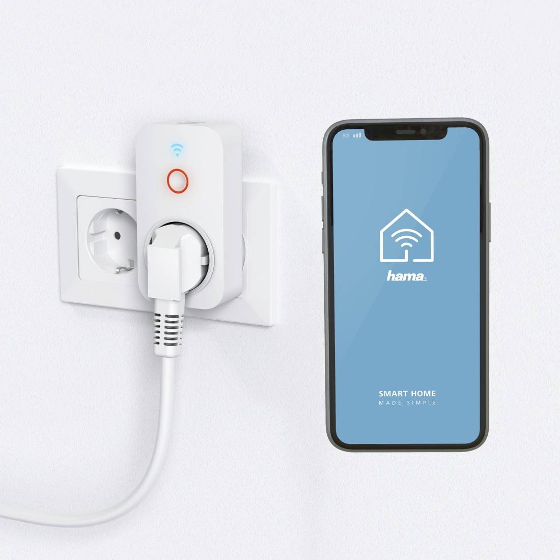 hama 00176612 Smarte Steckdose, 2x USB-A, WLAN , per Sprache/App steuern, 2300W, 10A