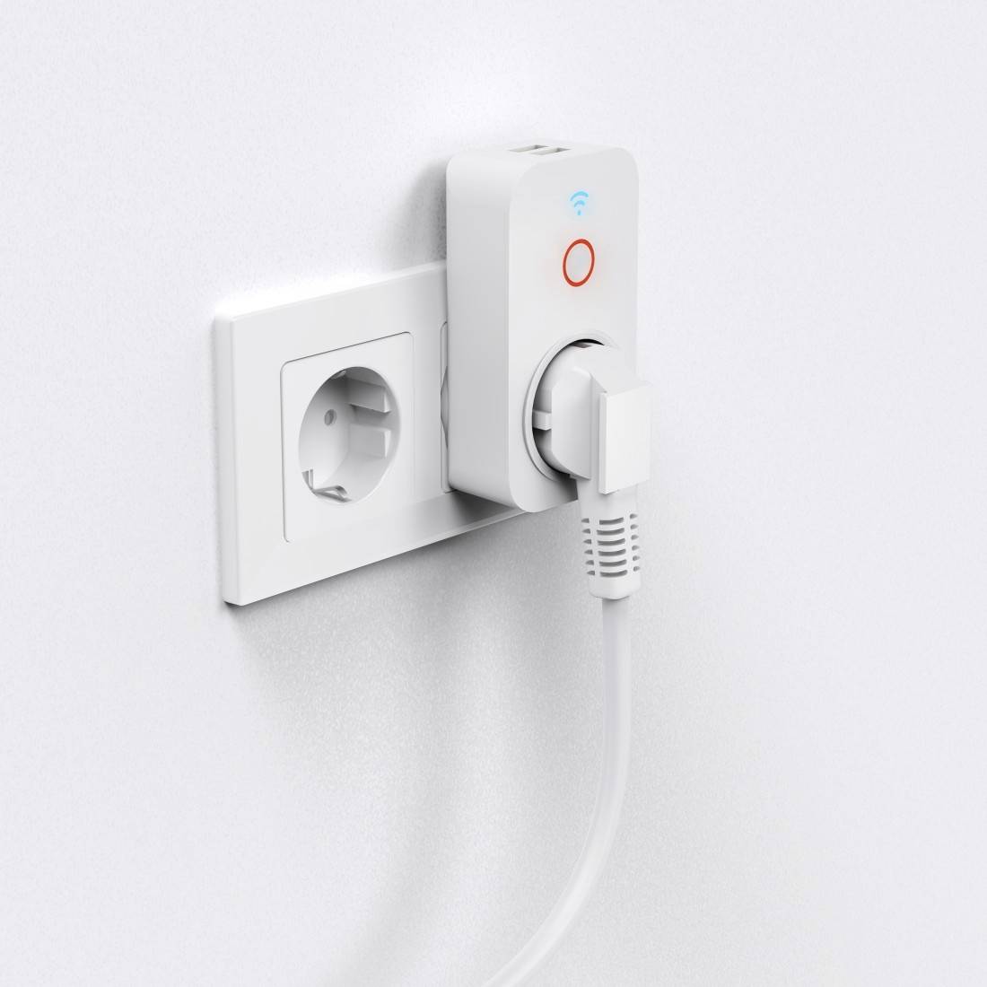 hama 00176612 Smarte Steckdose, 2x USB-A, WLAN , per Sprache/App steuern, 2300W, 10A
