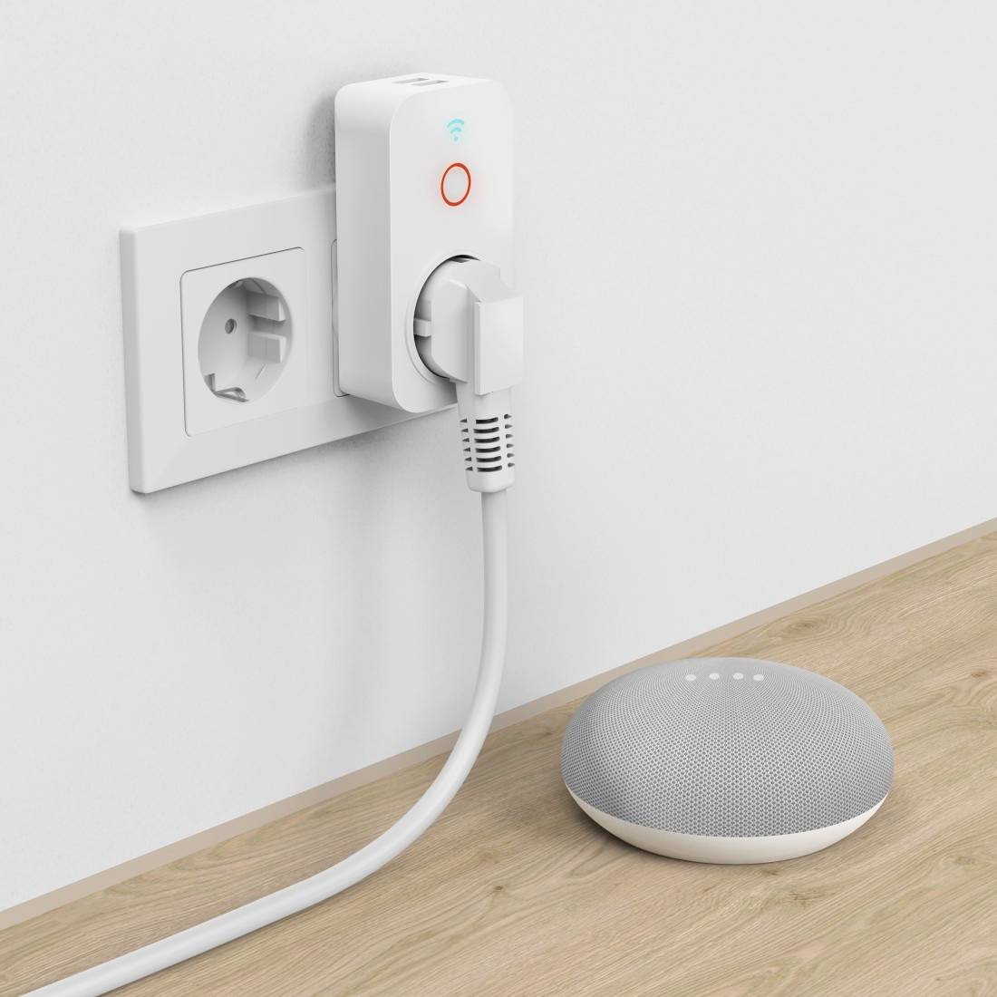 hama 00176612 Smarte Steckdose, 2x USB-A, WLAN , per Sprache/App steuern, 2300W, 10A