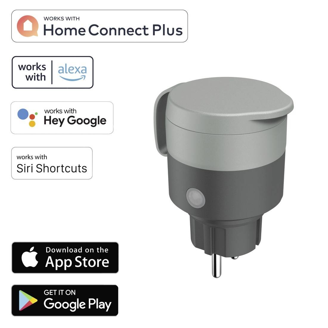 hama 00176624 WLAN-Steckdose "Outdoor" ohne Hub, Sprach- u. App-Steuerung, 2.300W/10A, Gr