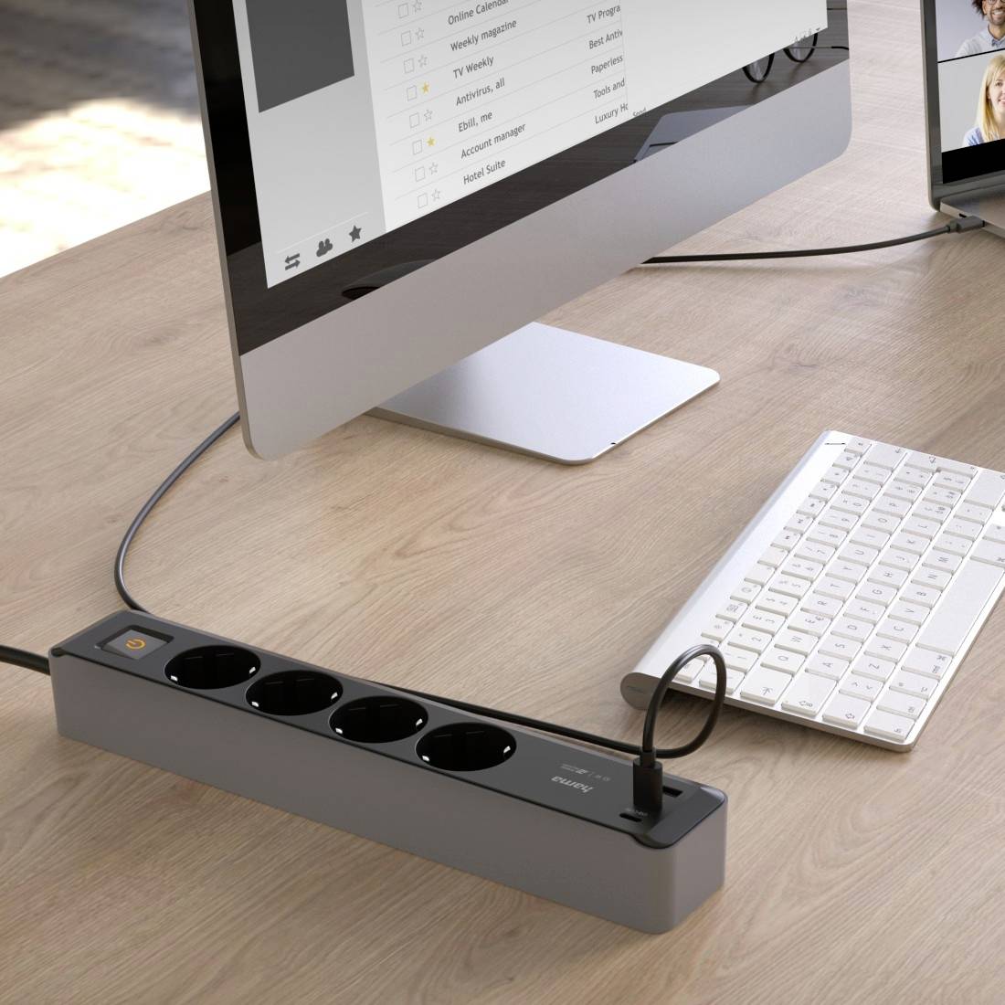 Hama 00223189 Steckdosenleiste mit Schalter Grau-Schwarz Schutzkontakt 1 St.