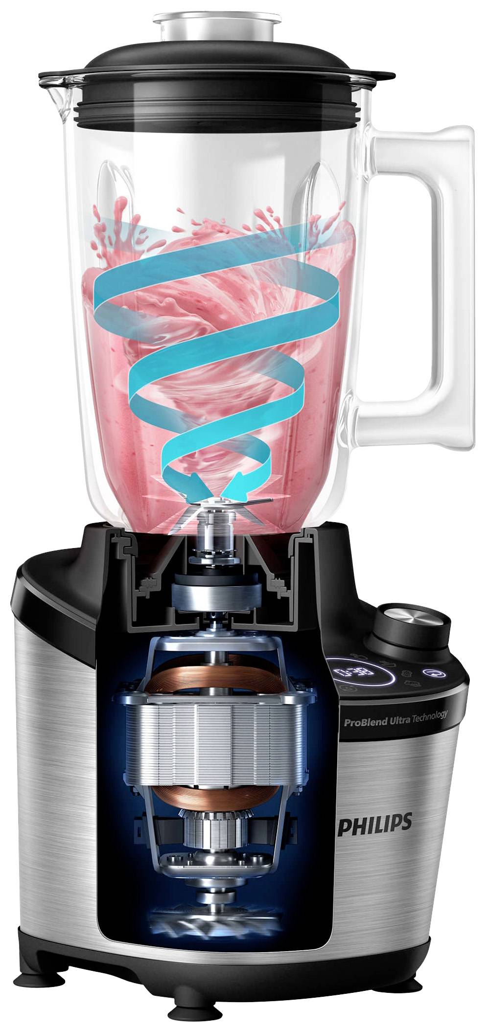 Philips Home HR3760/00 Standmixer 1500 W Silber, Schwarz