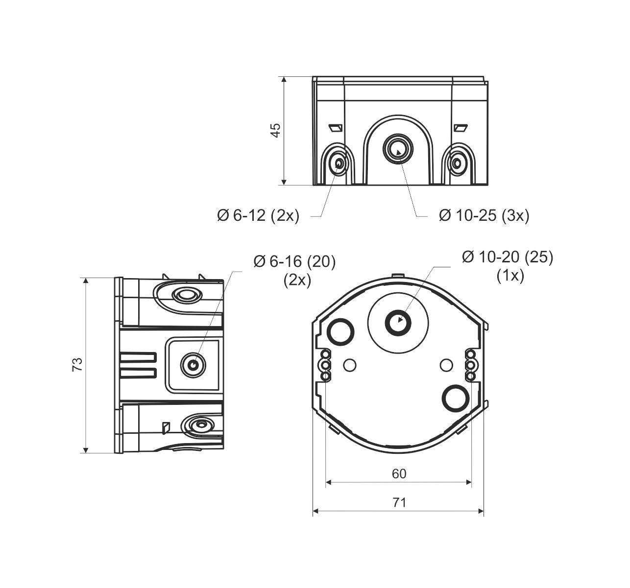 KOPOS KP 68 /D_ST Gerätedose (L x B x H) 71 x 73 x 45 mm