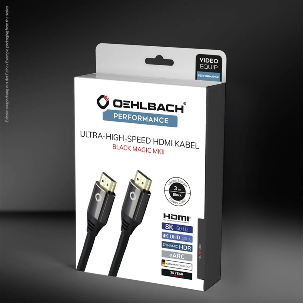 Oehlbach HDMI Anschlusskabel HDMI-A Stecker, HDMI-A Stecker 5.00m Schwarz D1C92496 8K UHD, vergoldete Steckkontakte HDMI-Kabel