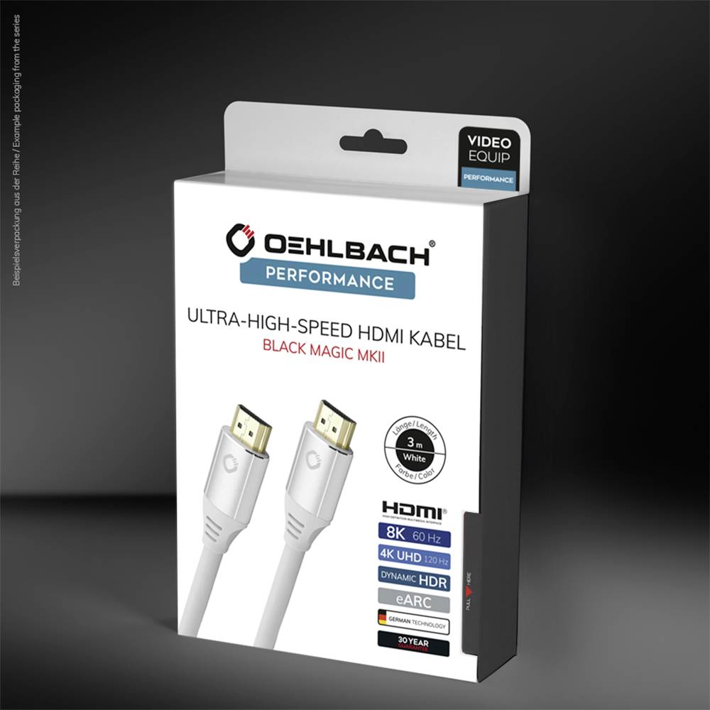 Oehlbach HDMI Anschlusskabel HDMI-A Stecker, HDMI-A Stecker 5.00m Weiß D1C92497 8K UHD, vergoldete Steckkontakte HDMI-Kabel