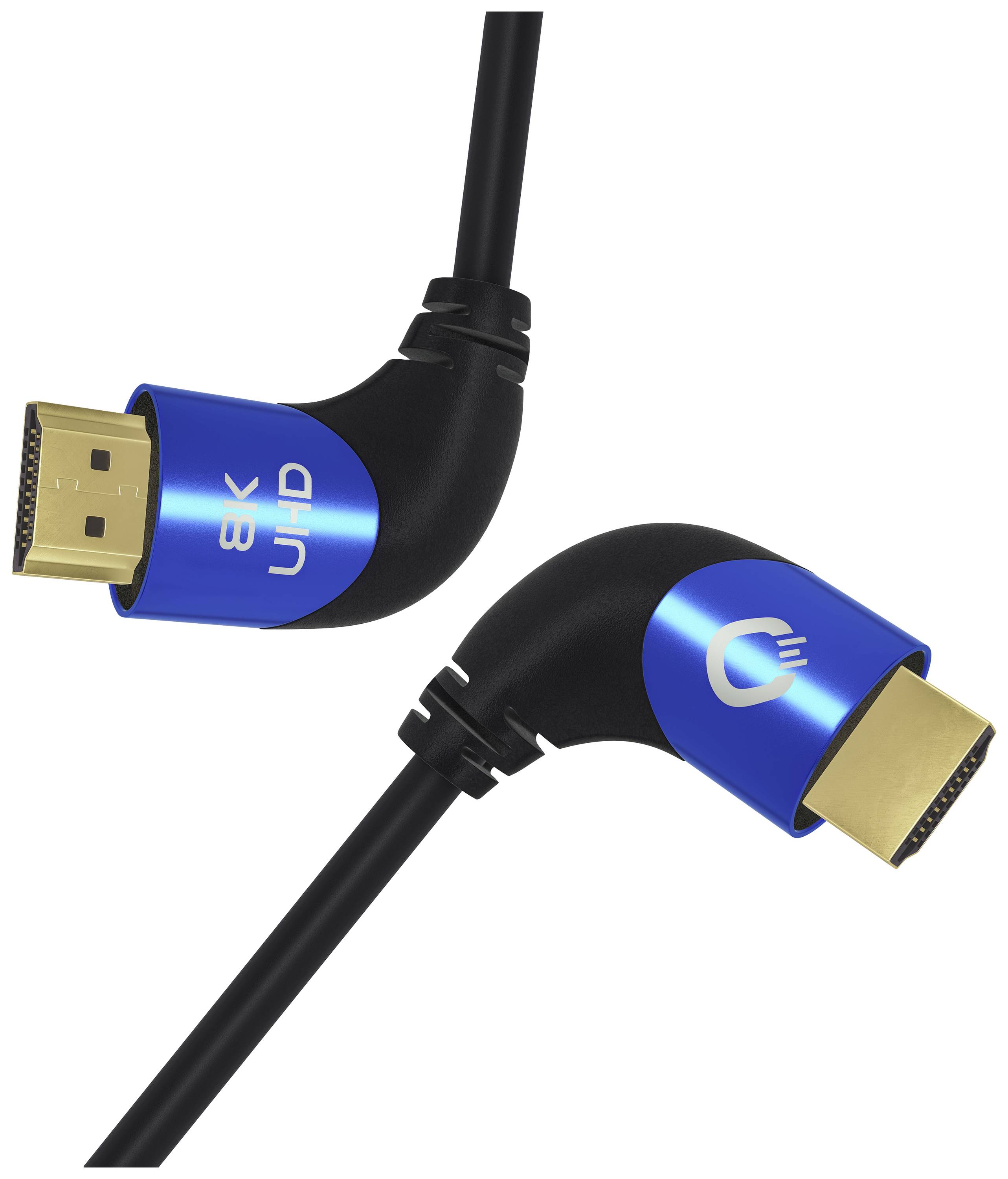 Oehlbach HDMI Anschlusskabel HDMI-A Stecker, HDMI-A Stecker 3.00m Schwarz D1C42543 8K UHD, 90° nach links gewinkelt, dreifach