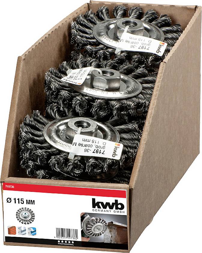 kwb AGGRESSO-FLEX® Scheibenbürsten, gezopfter HSS-Stahldraht für Einsatz mit Winkelschleifer 719736 1 St.