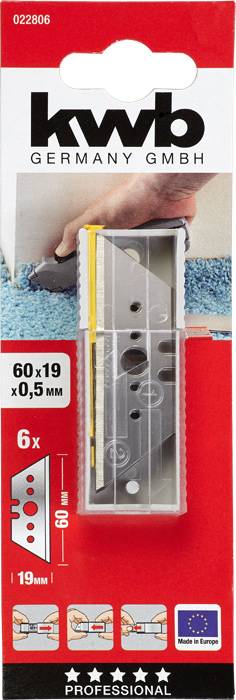 Kwb 022806 Ersatz Trapezklingen, 60 x 90 x 0,5mm 6St.