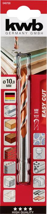 Kwb 048700 Hartmetall, Wolframstahl Mehrzweckbohrer 1 Stück 10mm Gesamtlänge 120mm Zylinderschaft 1St.