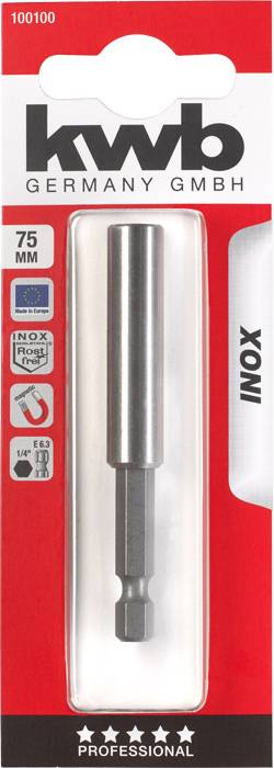 Bohreraufsatz-Verpackung von 'kwb Germany GmbH', 75 mm Länge, für professionelle Verwendung, geeignet für Edelstahl (Inox).