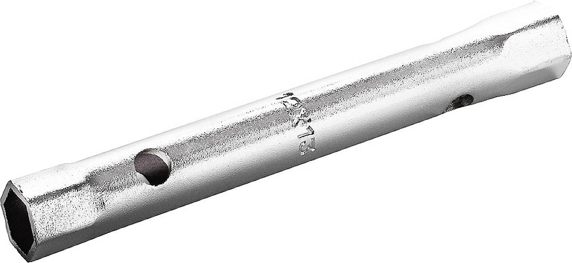 Schlüsselrohr mit sechseckigen Enden und seitlichen Löchern für Griffe, aus Metall, hauptsächlich zur Nutzung im Handwerk.