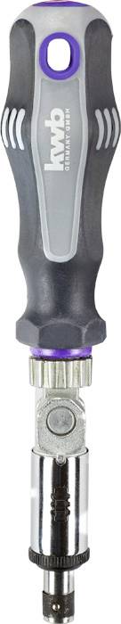Ein Schraubendreher mit ergonomischem Griff und biegsamer Schaftverlängerung. Geeignet für schwer zugängliche Schrauben.